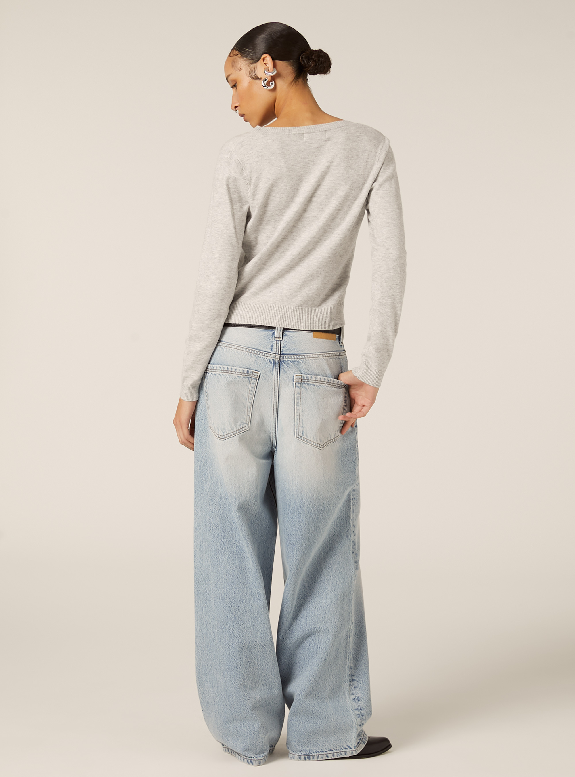 Pull &agrave; col en V coupe boxy, MGY2 GREY MEL MEDIUM