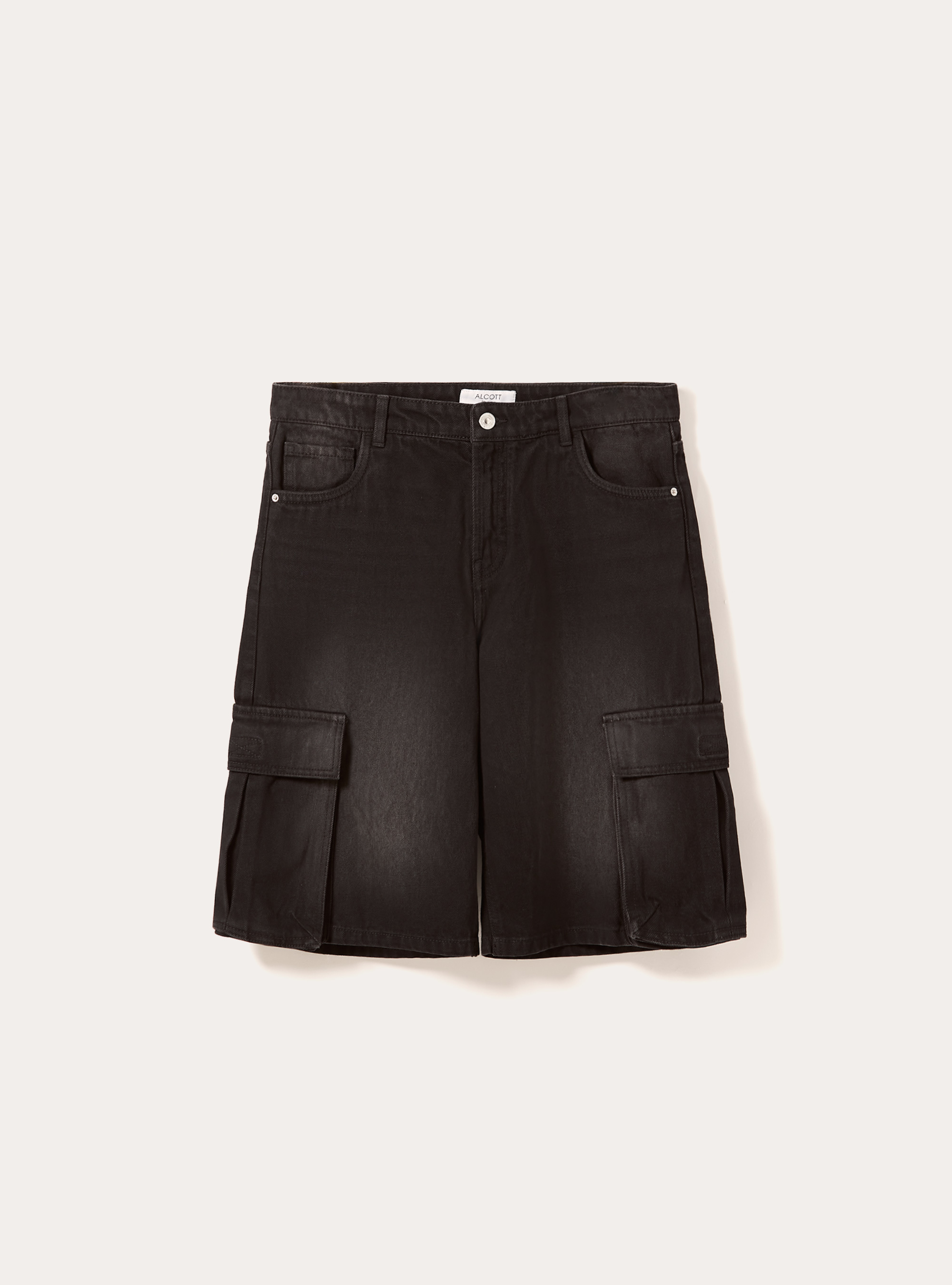 Short cargo en denim, D000 BLACK