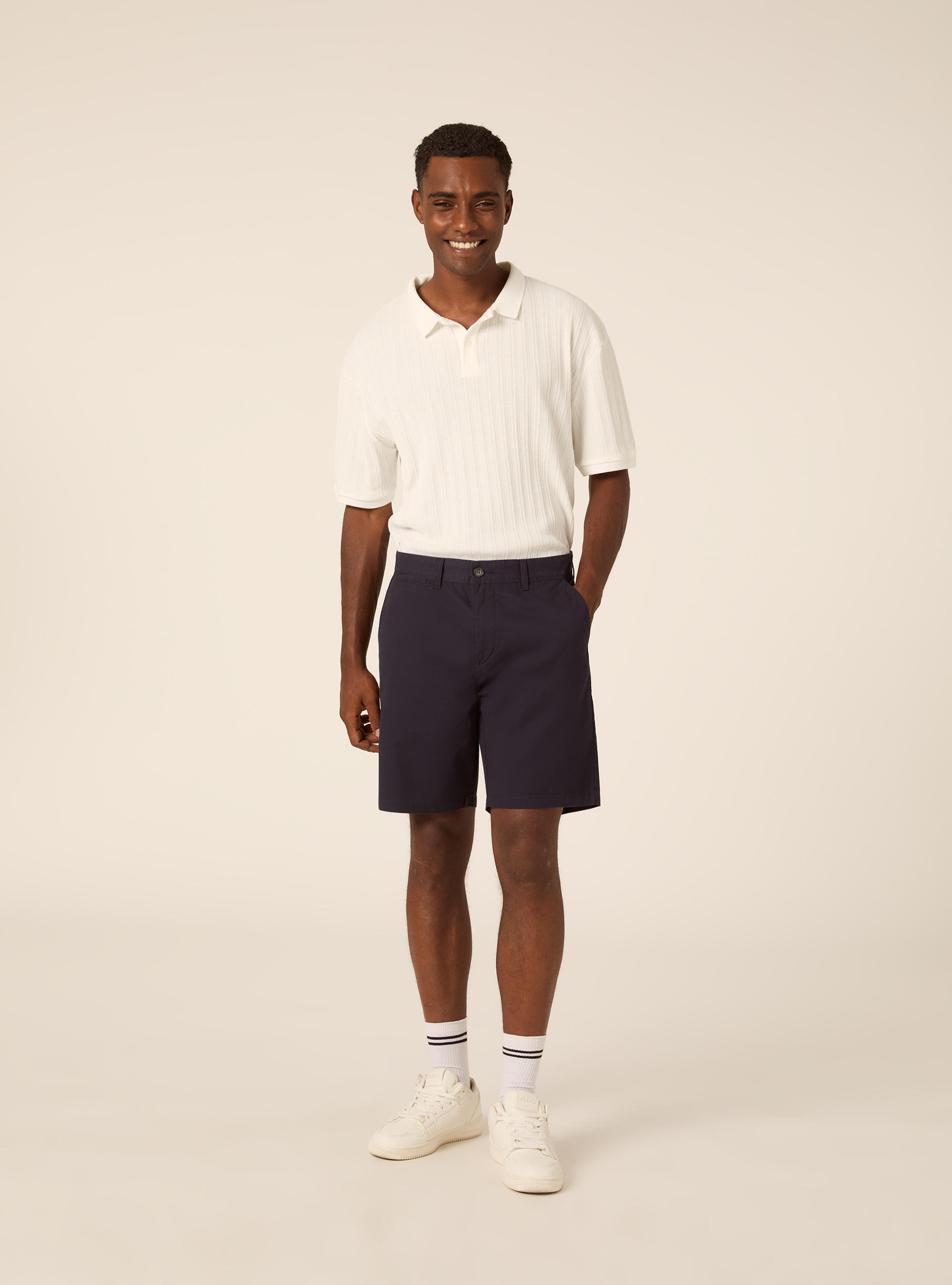 Plain Fit Twill Bermuda Shorts, NA1 NAVY DARK