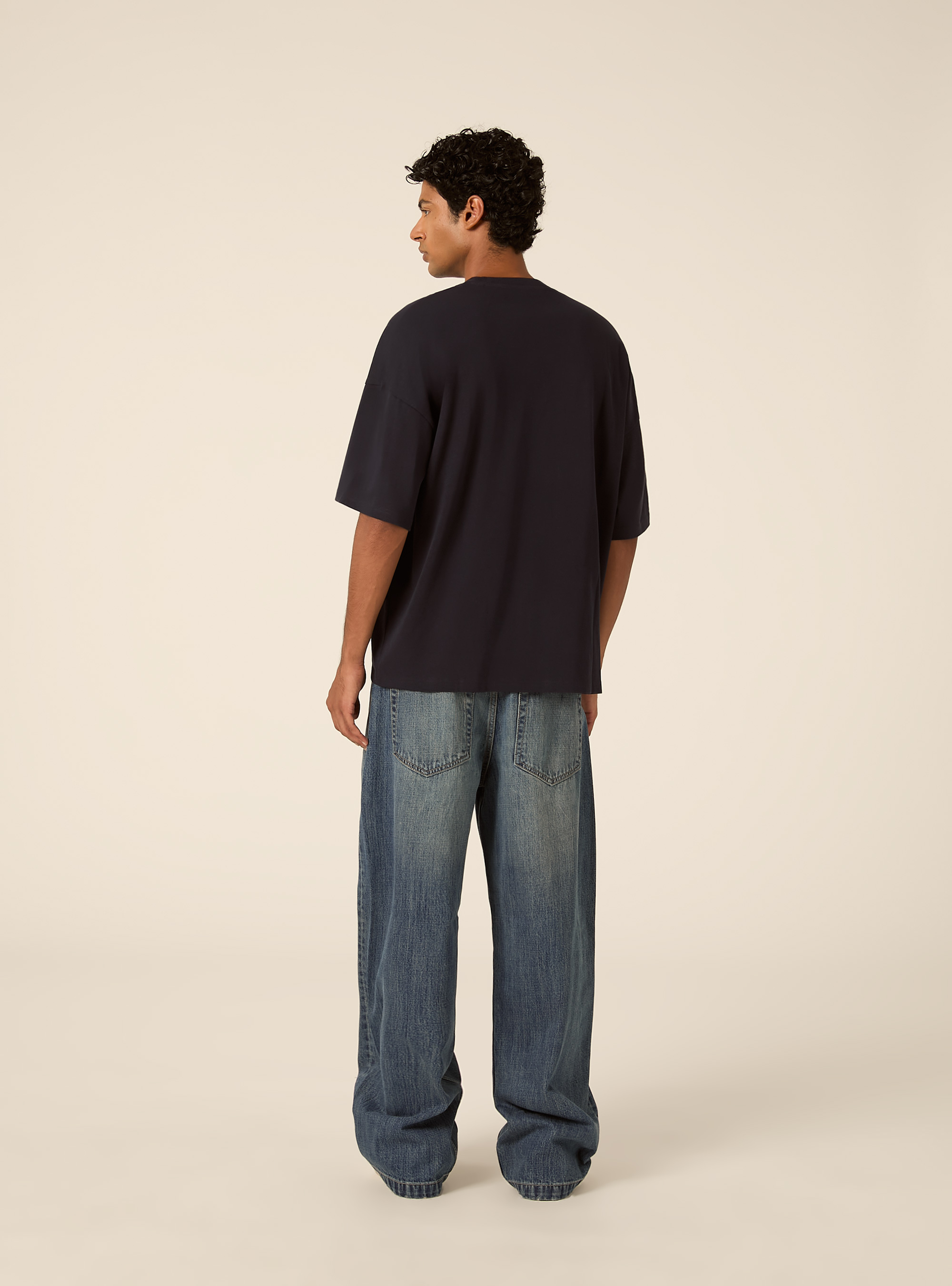 Boxy fit short sleeve tee with dropped shoulders, NA1 NAVY DARK