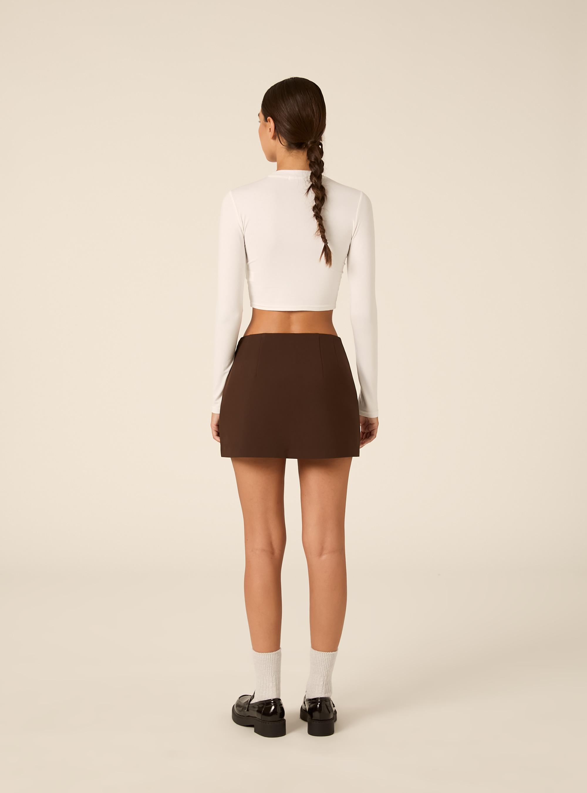 Falda pantal&oacute;n cruzada con abertura lateral, BR1 BROWN DARK