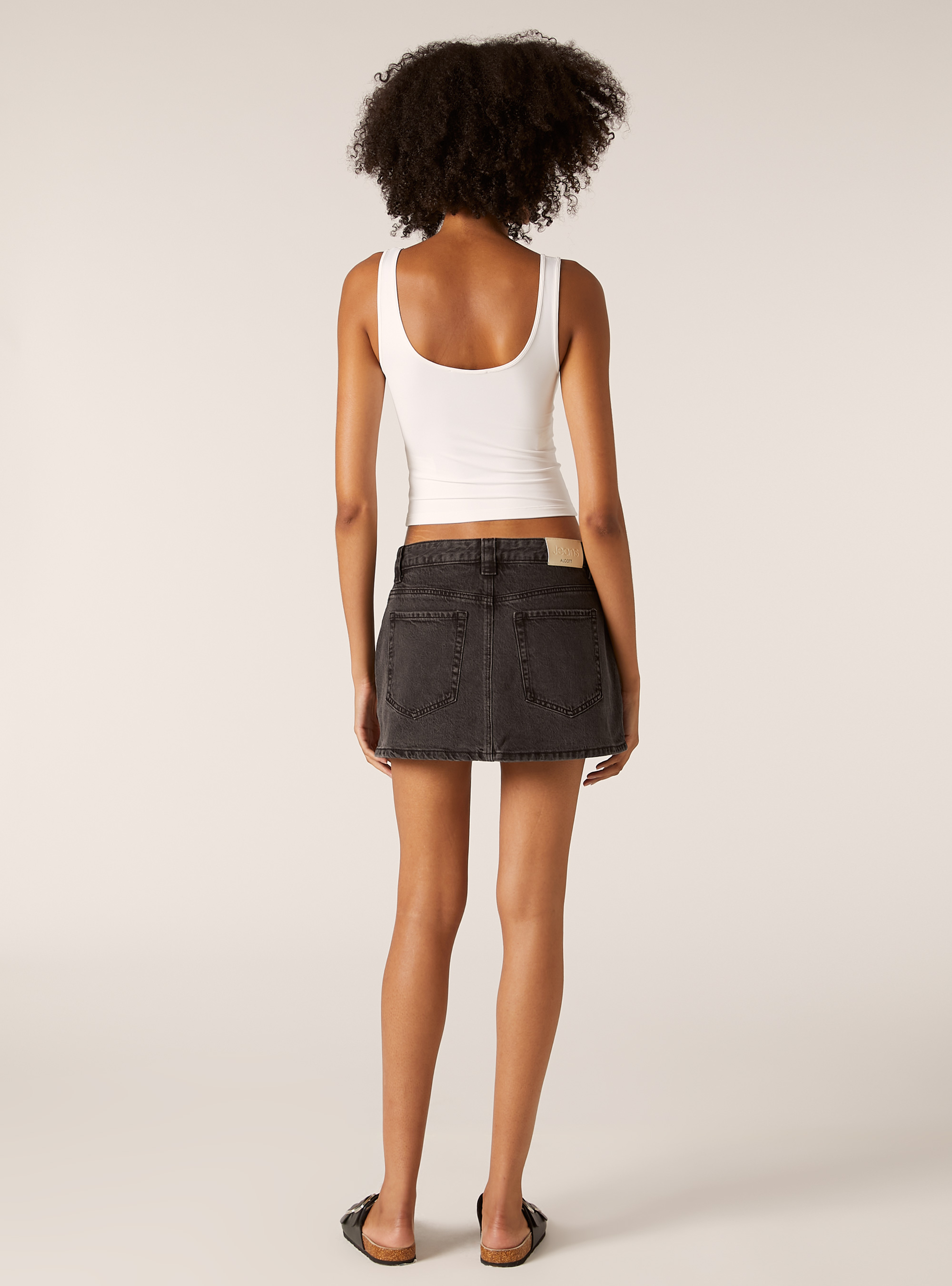 Mini-jupe et denim, D000 BLACK