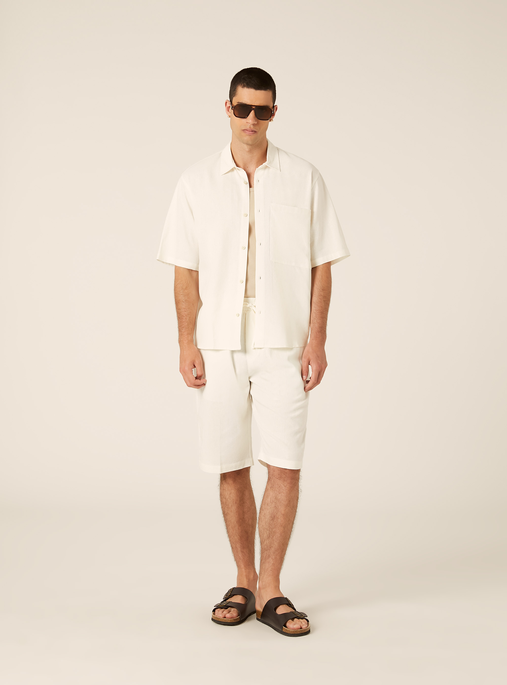Bermudas aus Leinenmischung, WH2 WHITE