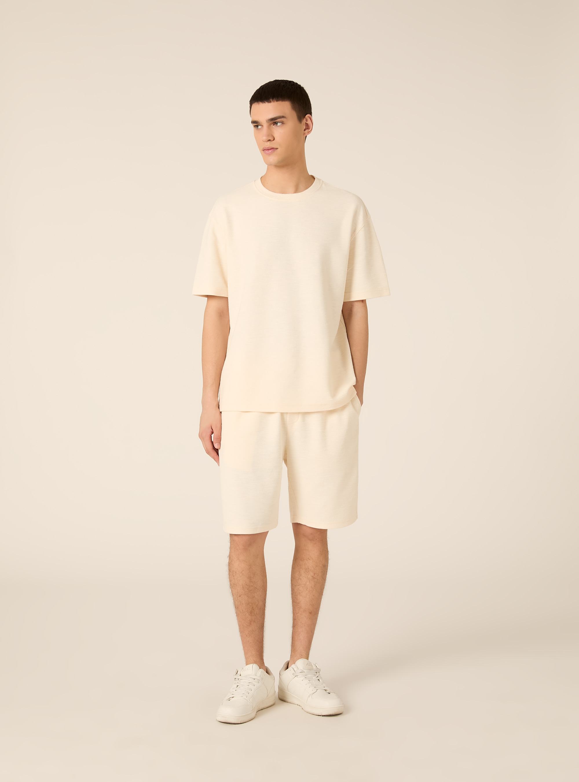 Textured cotton T-shirt, WH2 WHITE