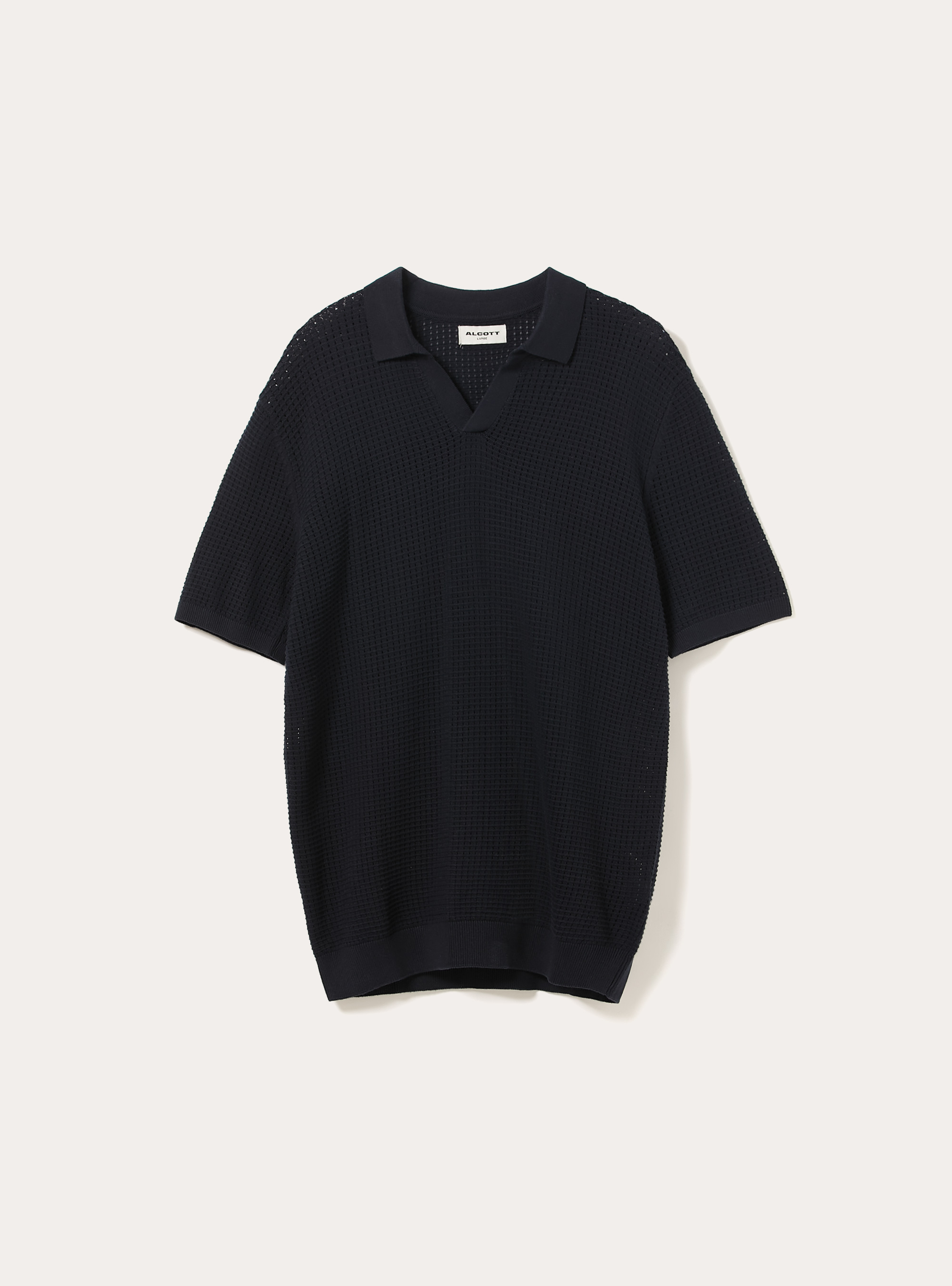 Openwork Knit Polo Shirt, NA2 NAVY MEDIUM
