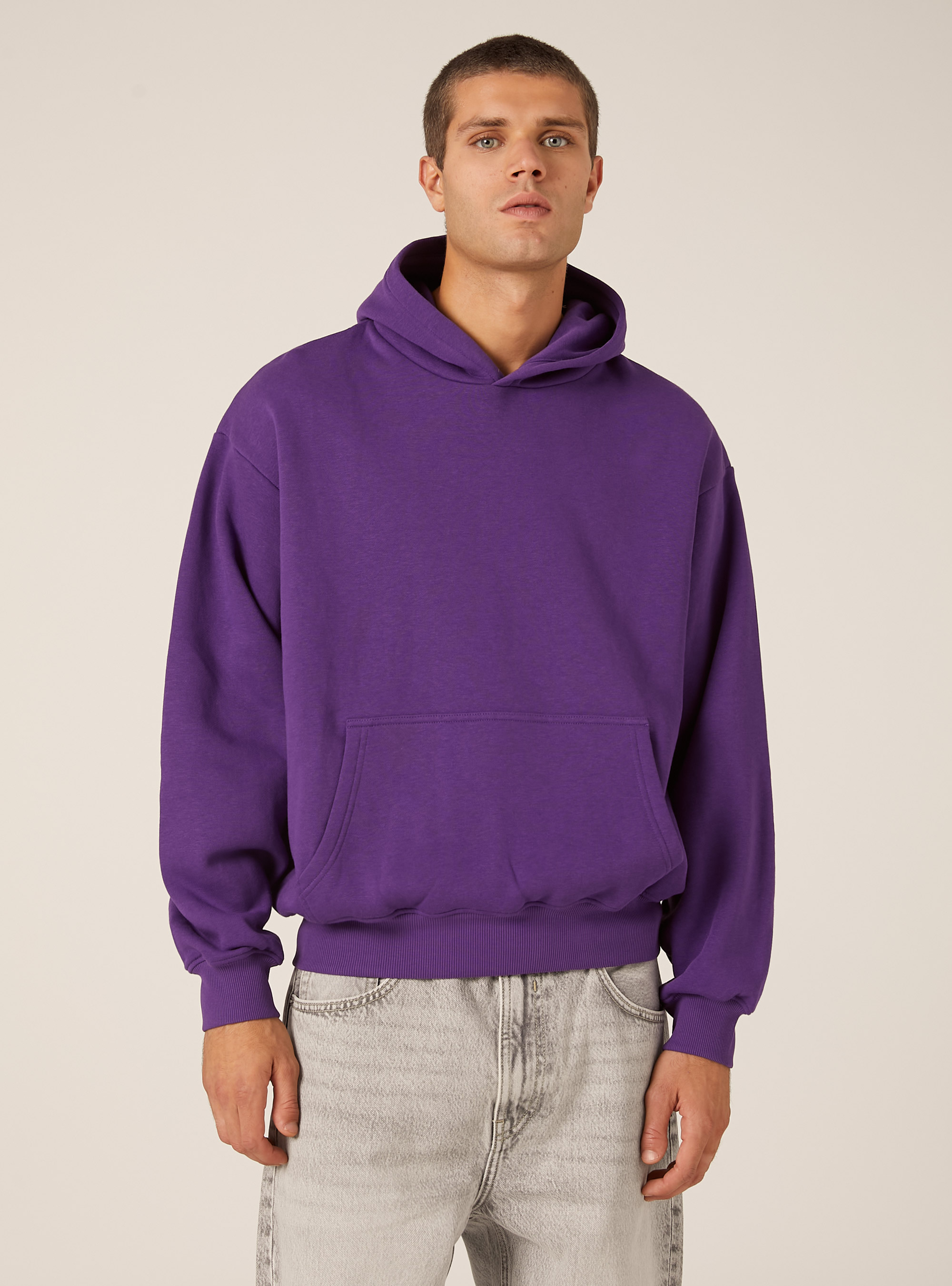 Sweat &agrave; capuche coupe boxy, VI2 VIOLET MEDIUM