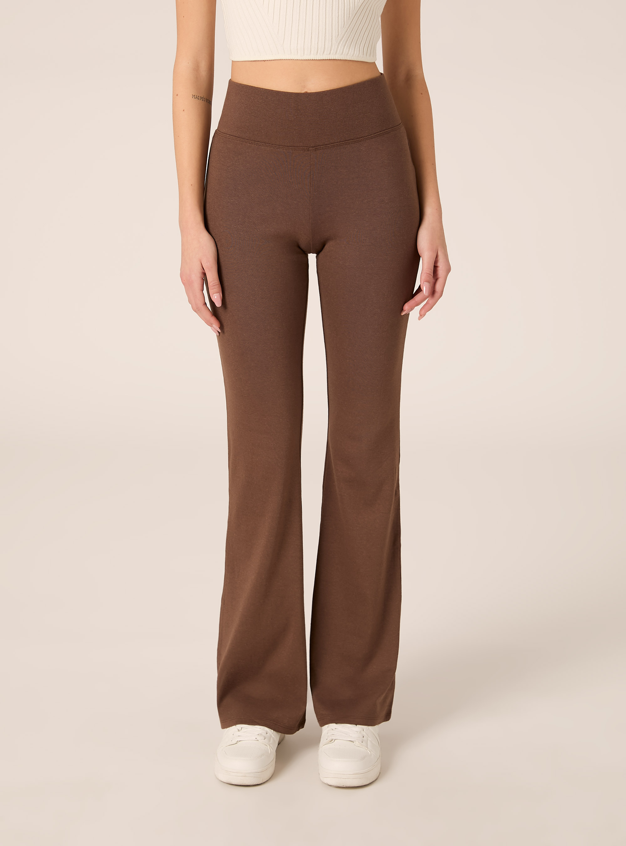 Leggings flare, MARRONE MEDIO