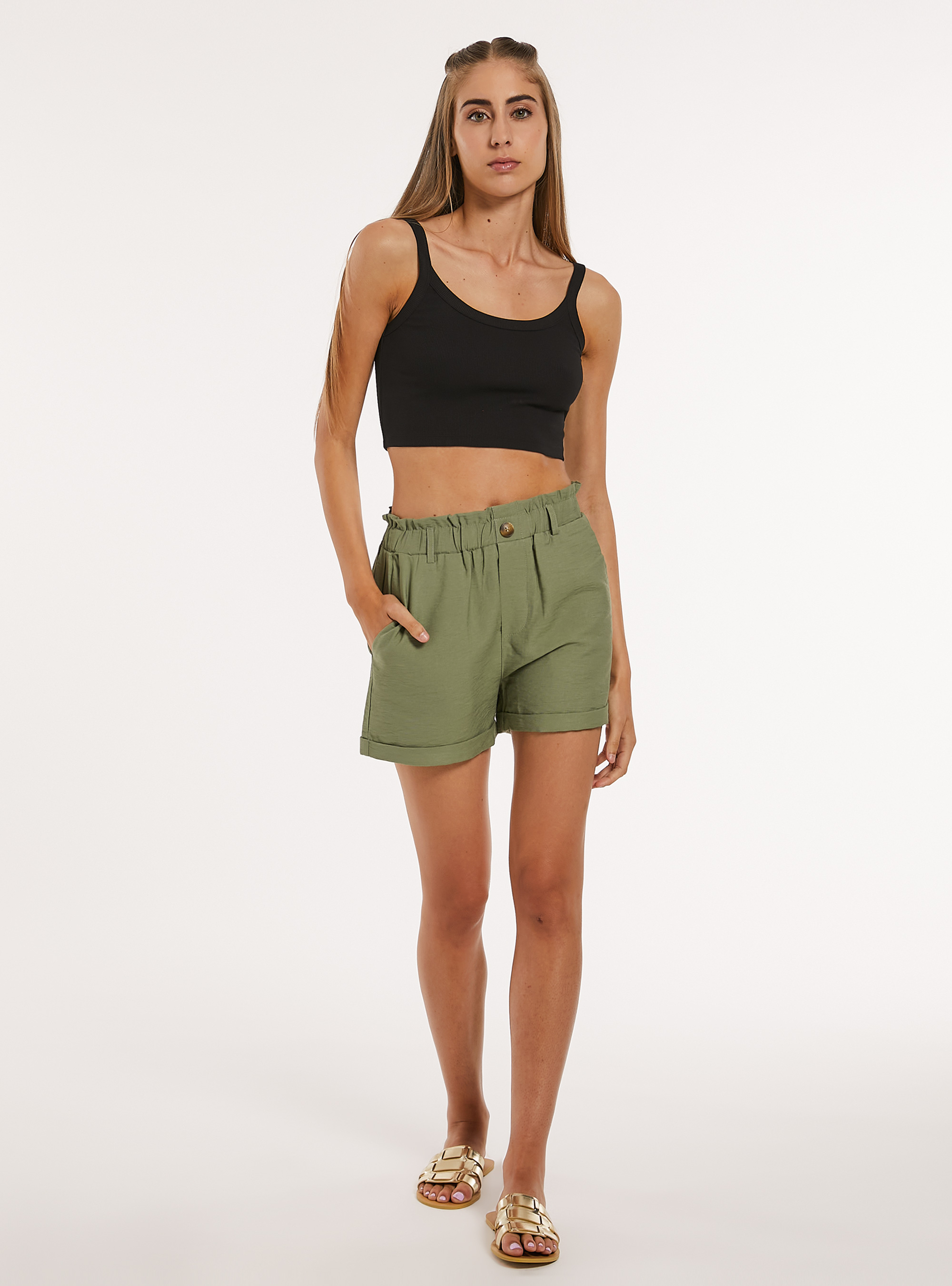 Shorts mit Bonbon-Taille, KY2 KAKY MEDIUM