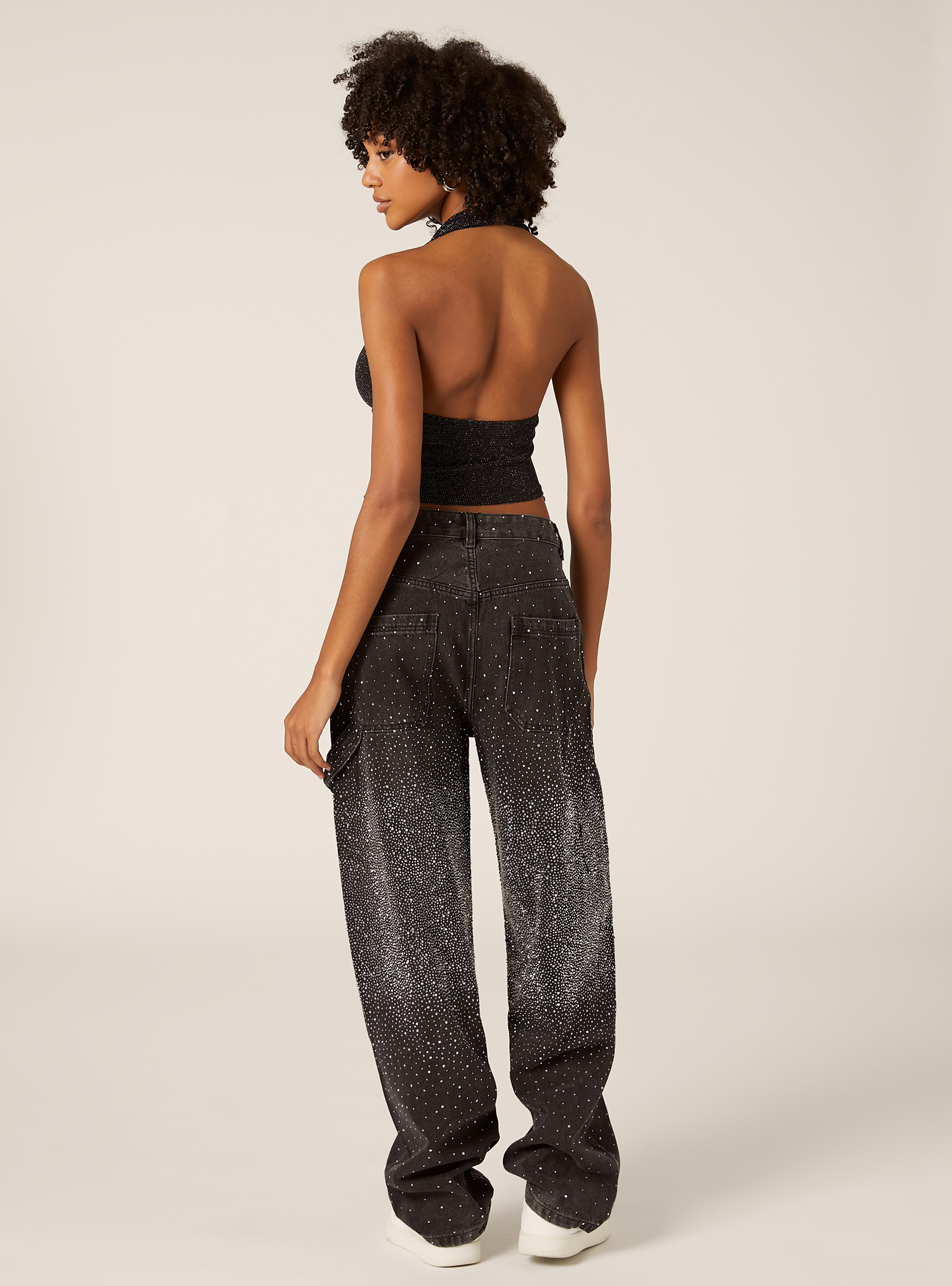 Halter top avec strass, BK1 BLACK