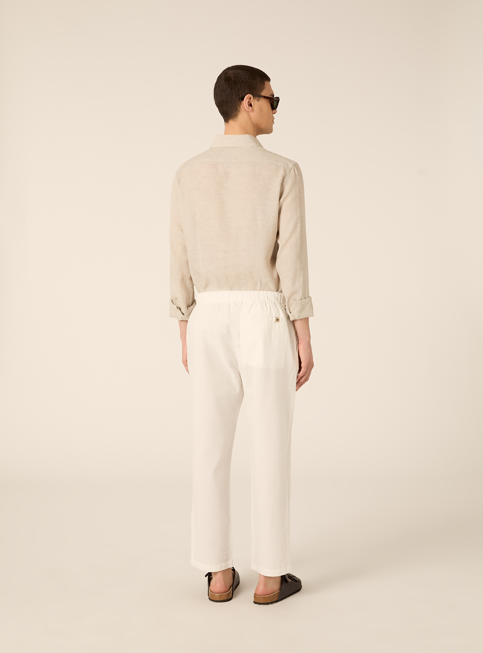 Linen-blend jogger pants, WH1 OFF WHITE