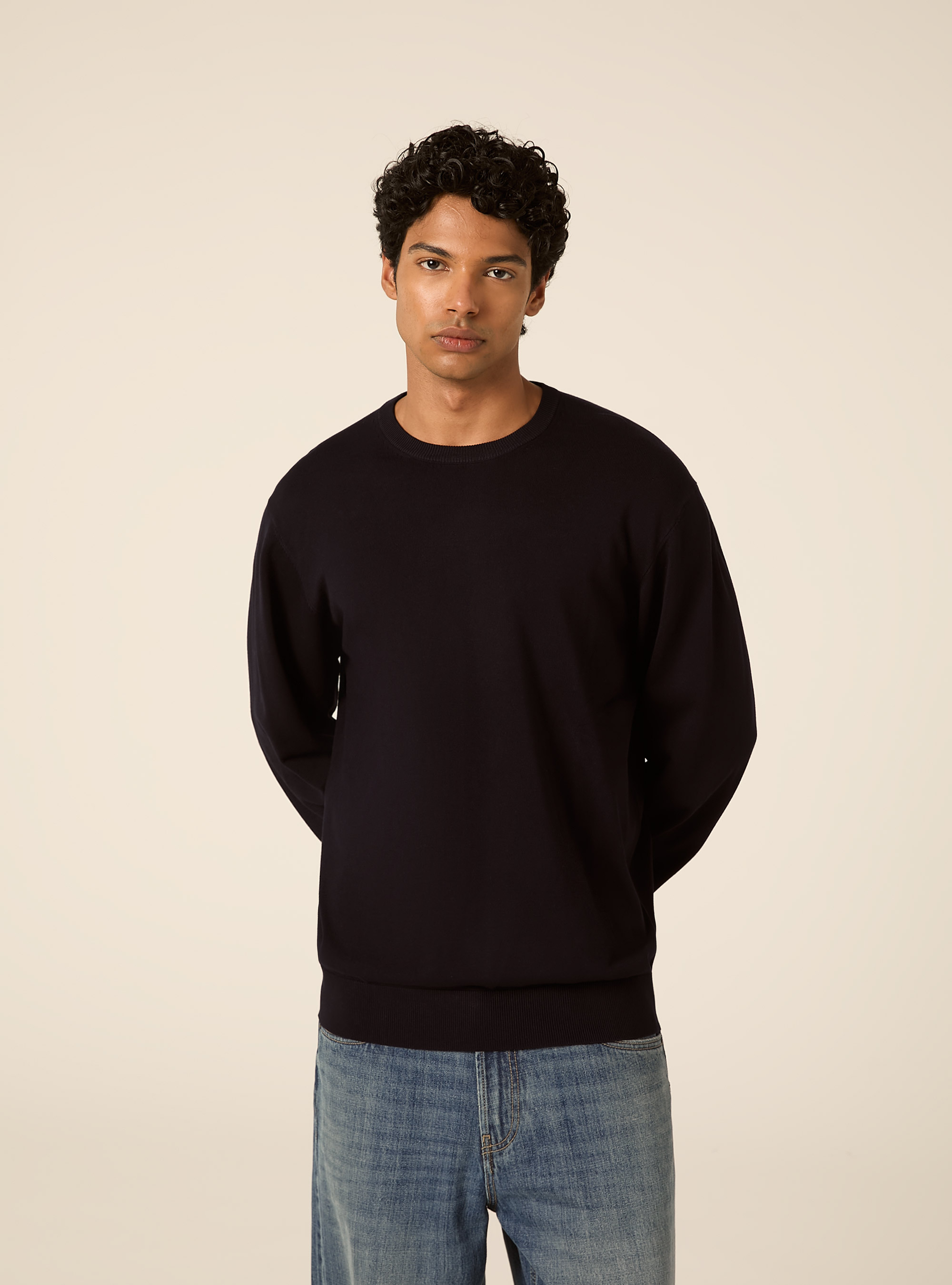Lenzing Ecovero viscose crewneck pullover, NA1 NAVY DARK