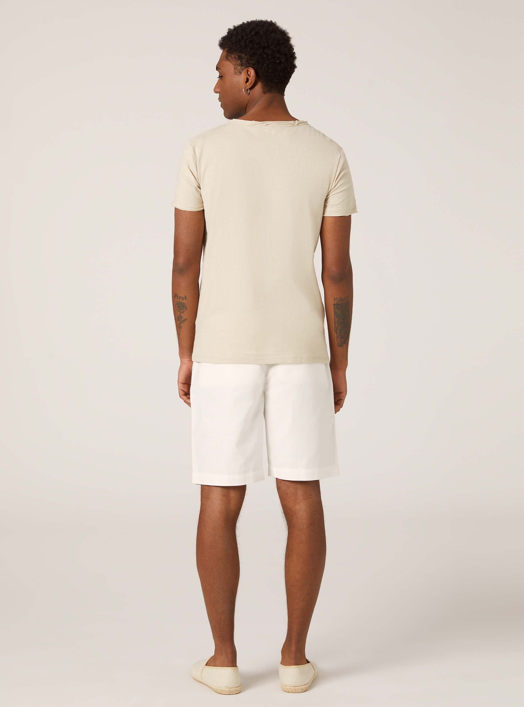 Linen blend short-sleeved T-shirt, BG3 BEIGE LIGHT