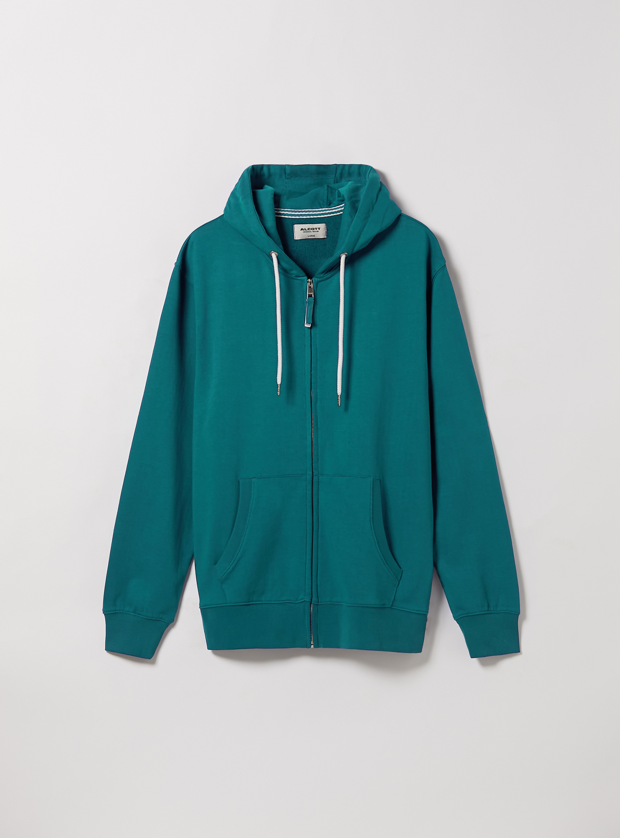 Zip et sweat &agrave; capuche en coton, OB2 BLUE OIL MED.