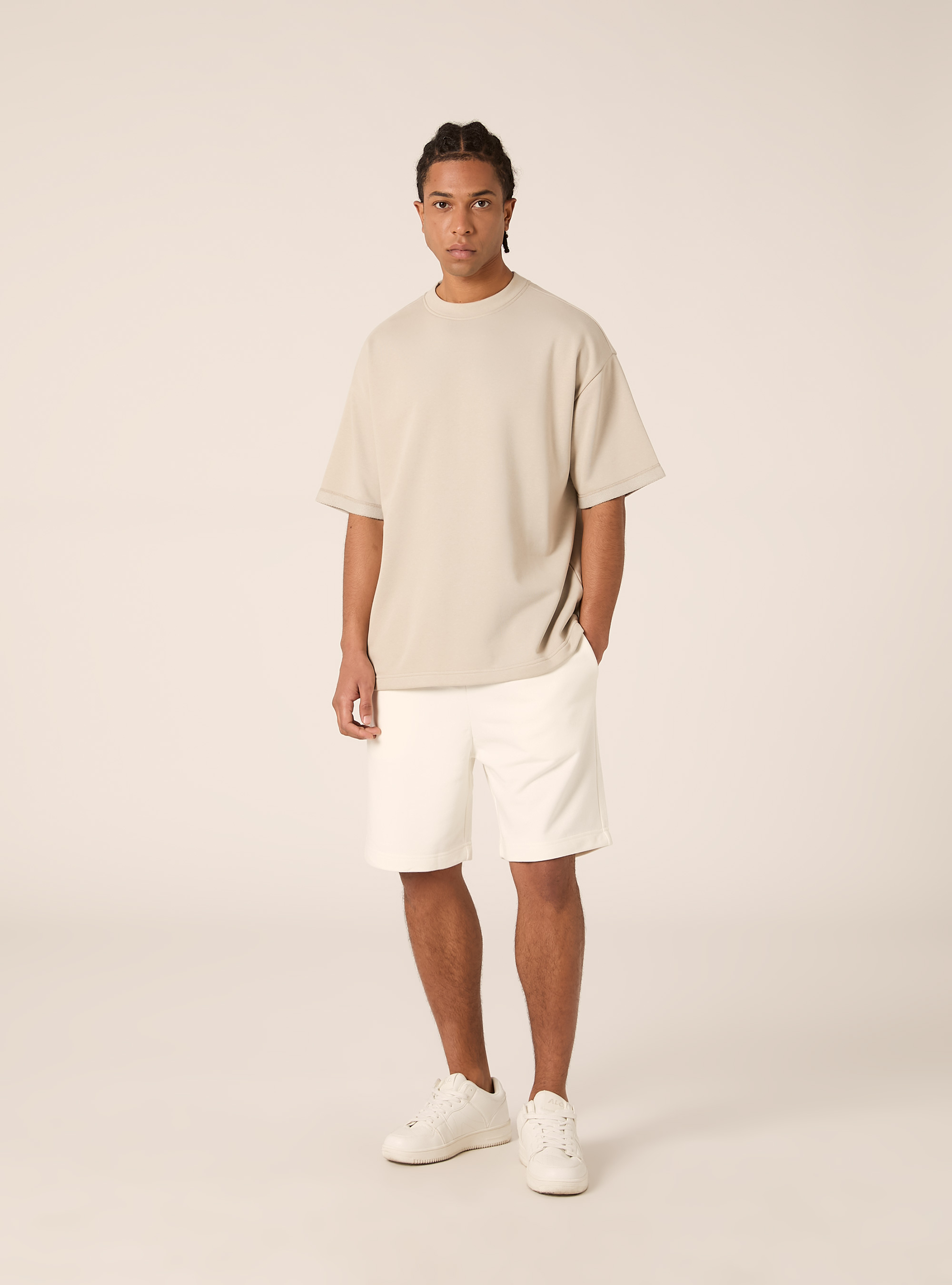 Bermudas b&aacute;sicos de felpa, WH2 WHITE