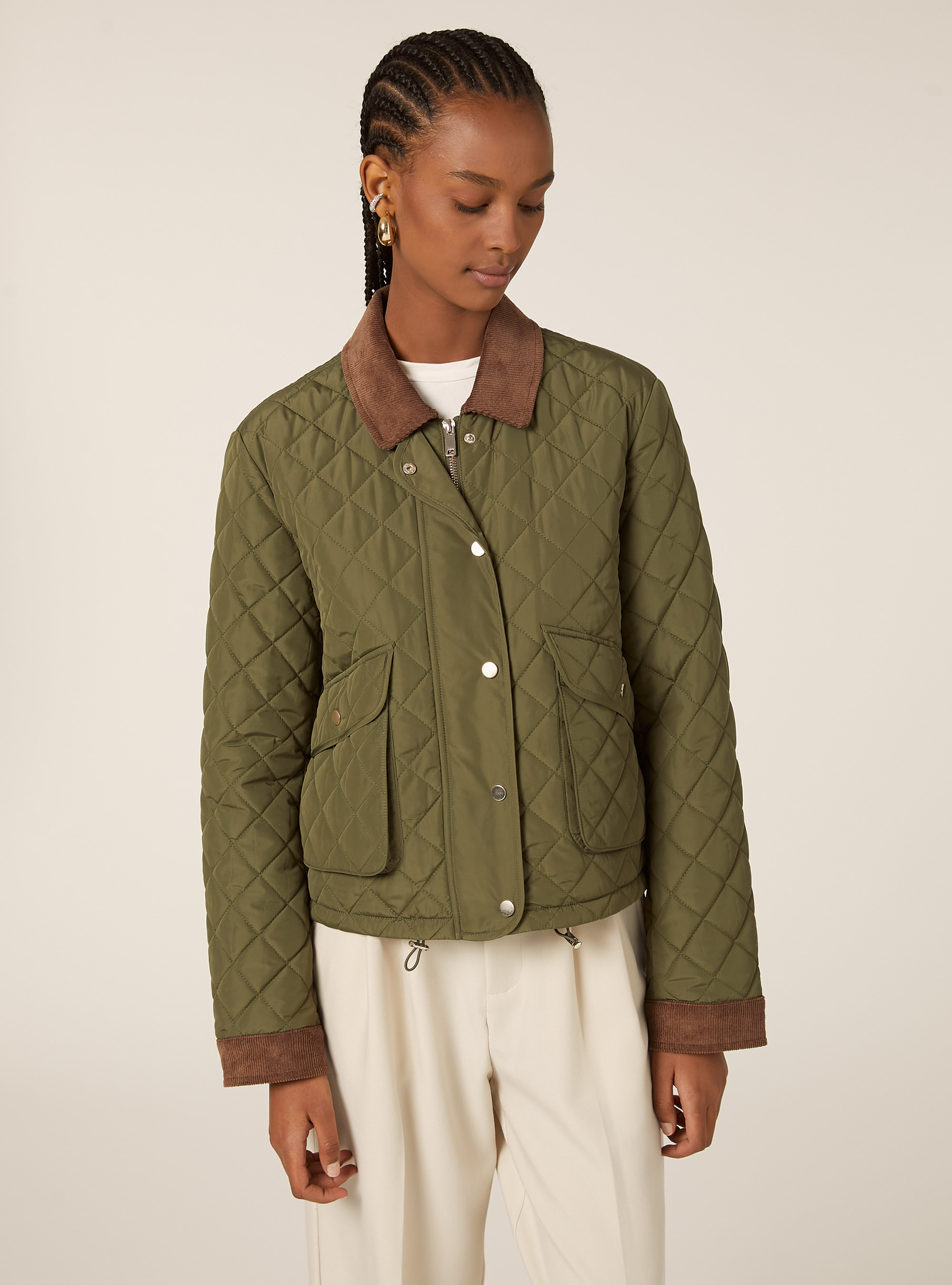 Veste matelass&eacute;e avec col en velours, KY2 KAKY MEDIUM