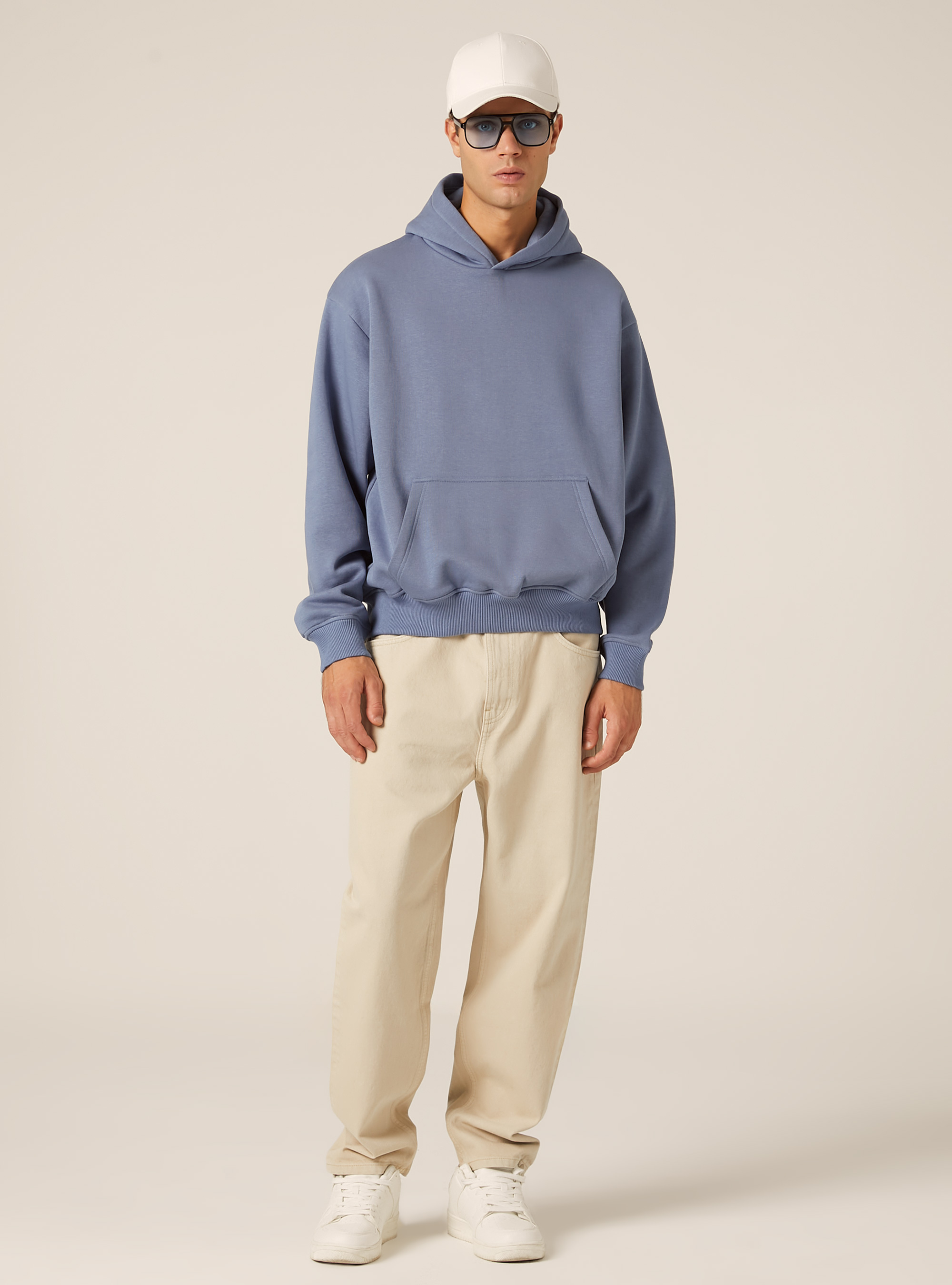 Sweat &agrave; capuche coupe boxy, IN2 INDIGO MEDIUM