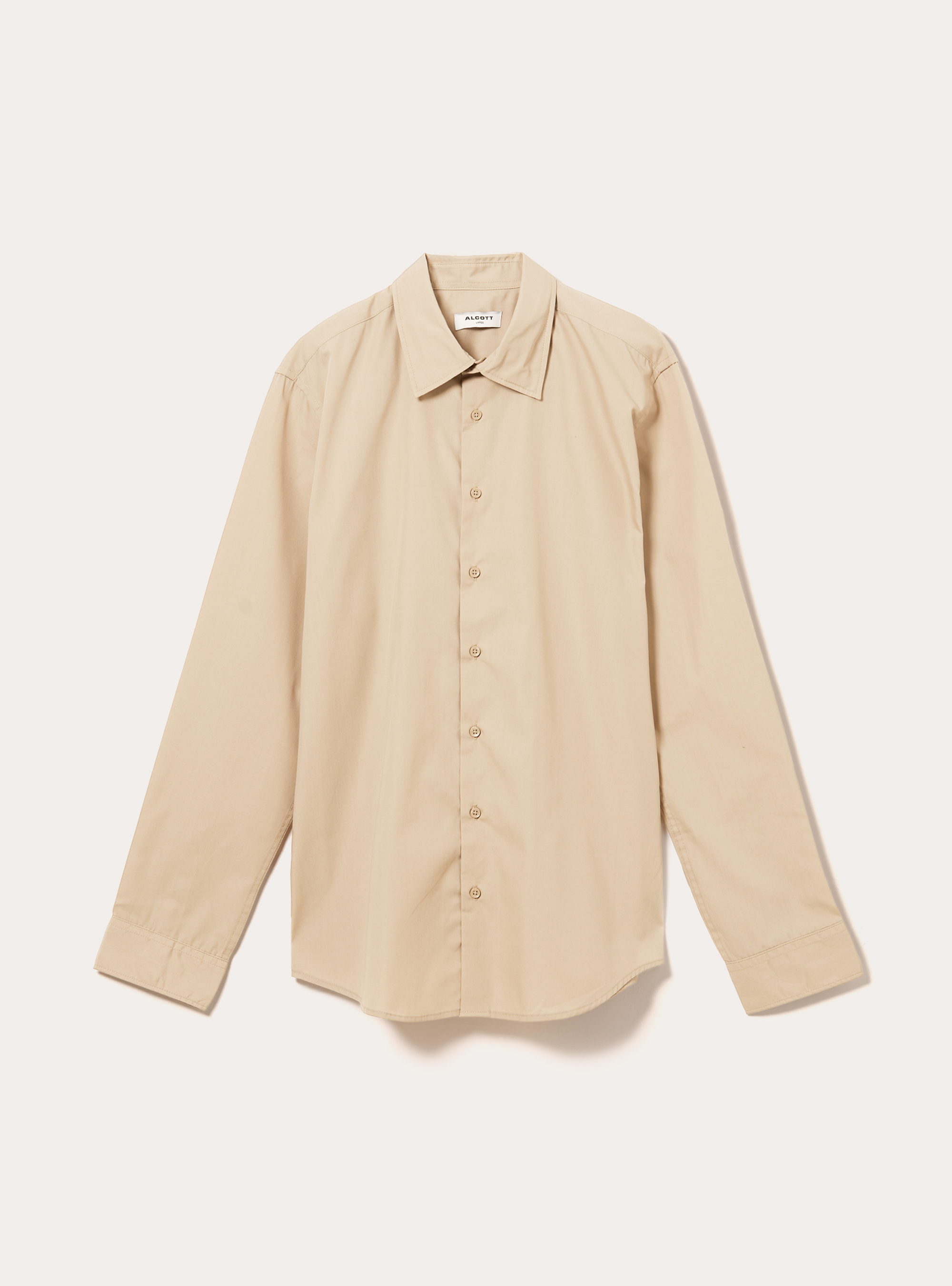 Chemise &agrave; manches longues unie, BG2 BEIGE MEDIUM
