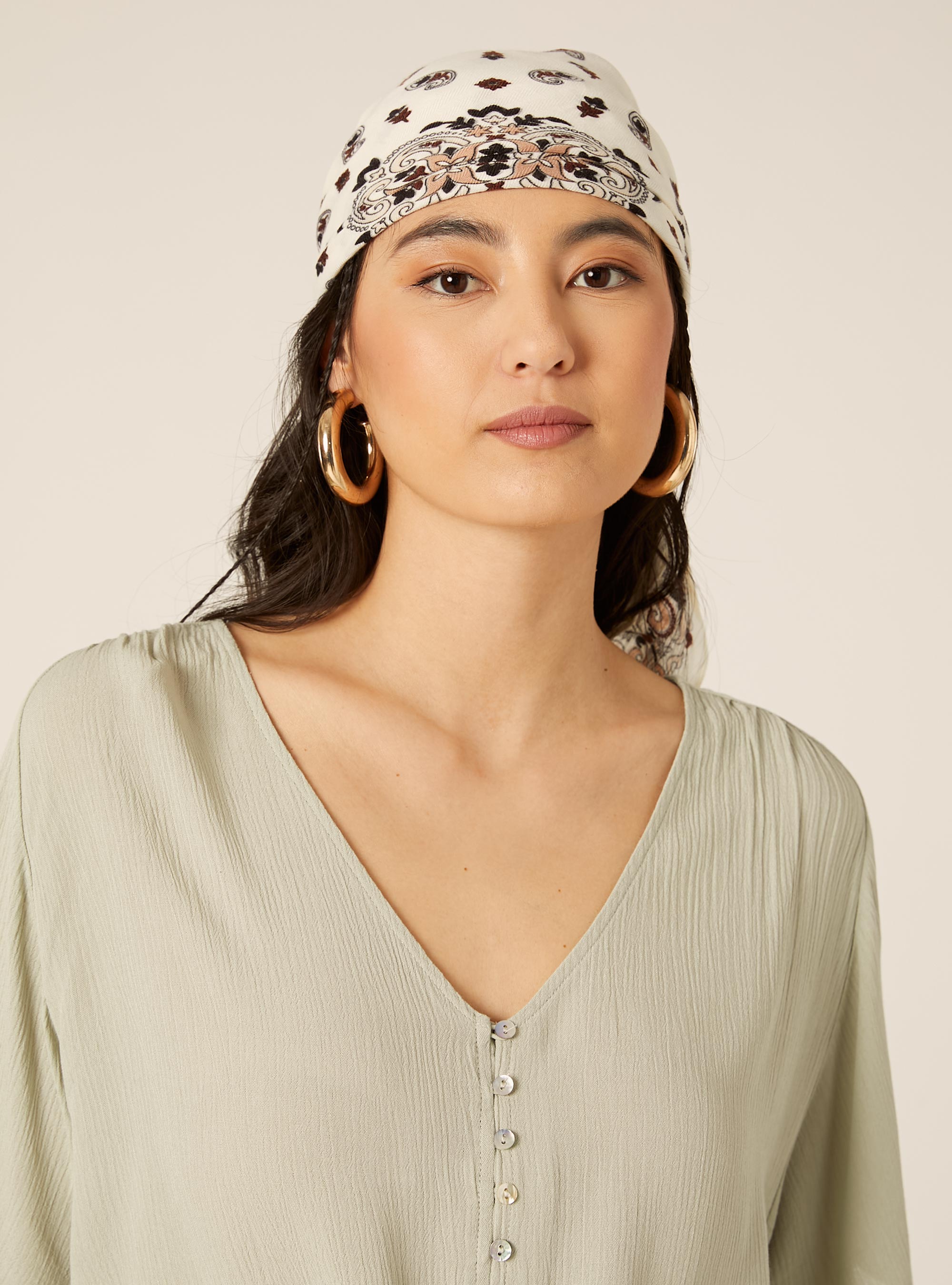Sciarpa foulard stampa paisley, WH1 OFF WHITE