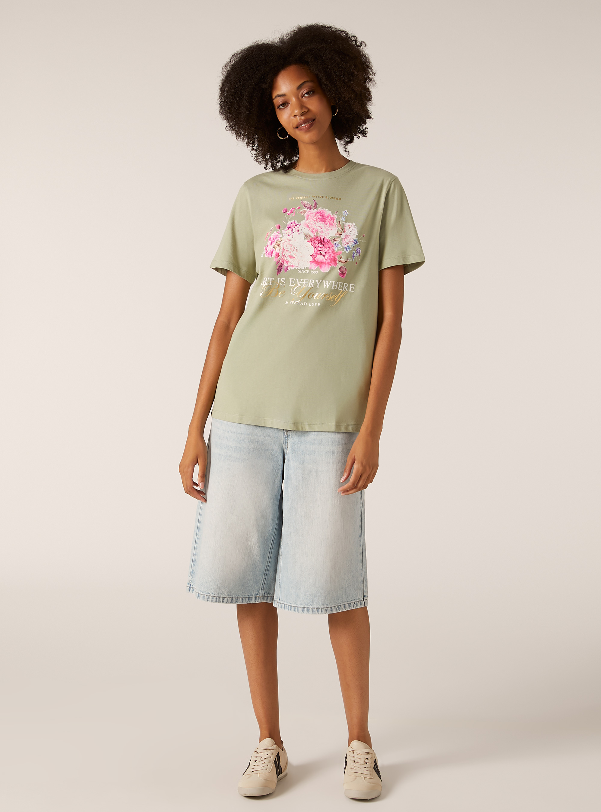 Metallic print t-shirt, SG3 SAGE LIGHT