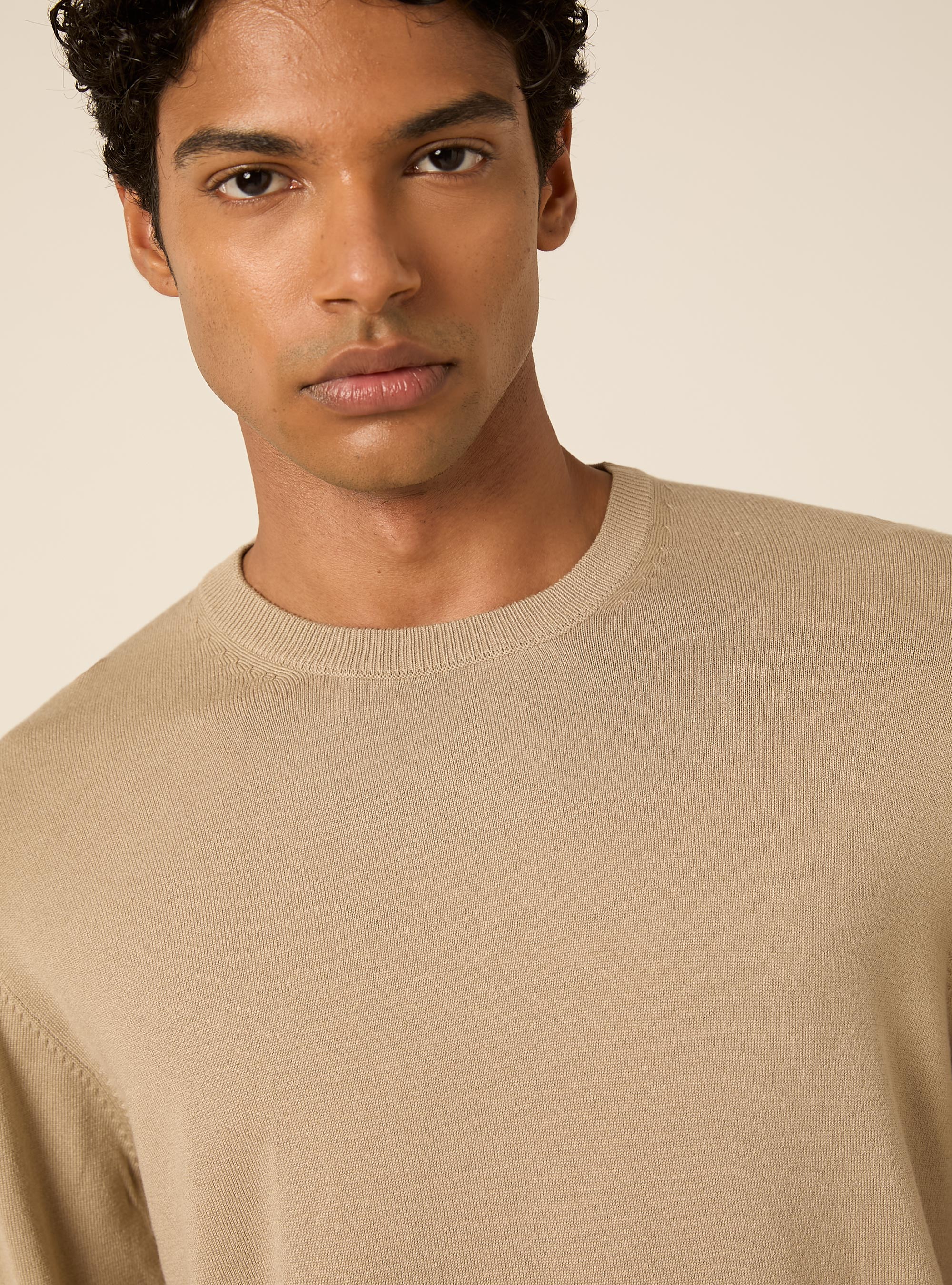 Lenzing Ecovero viscose crewneck pullover, BG2 BEIGE MEDIUM