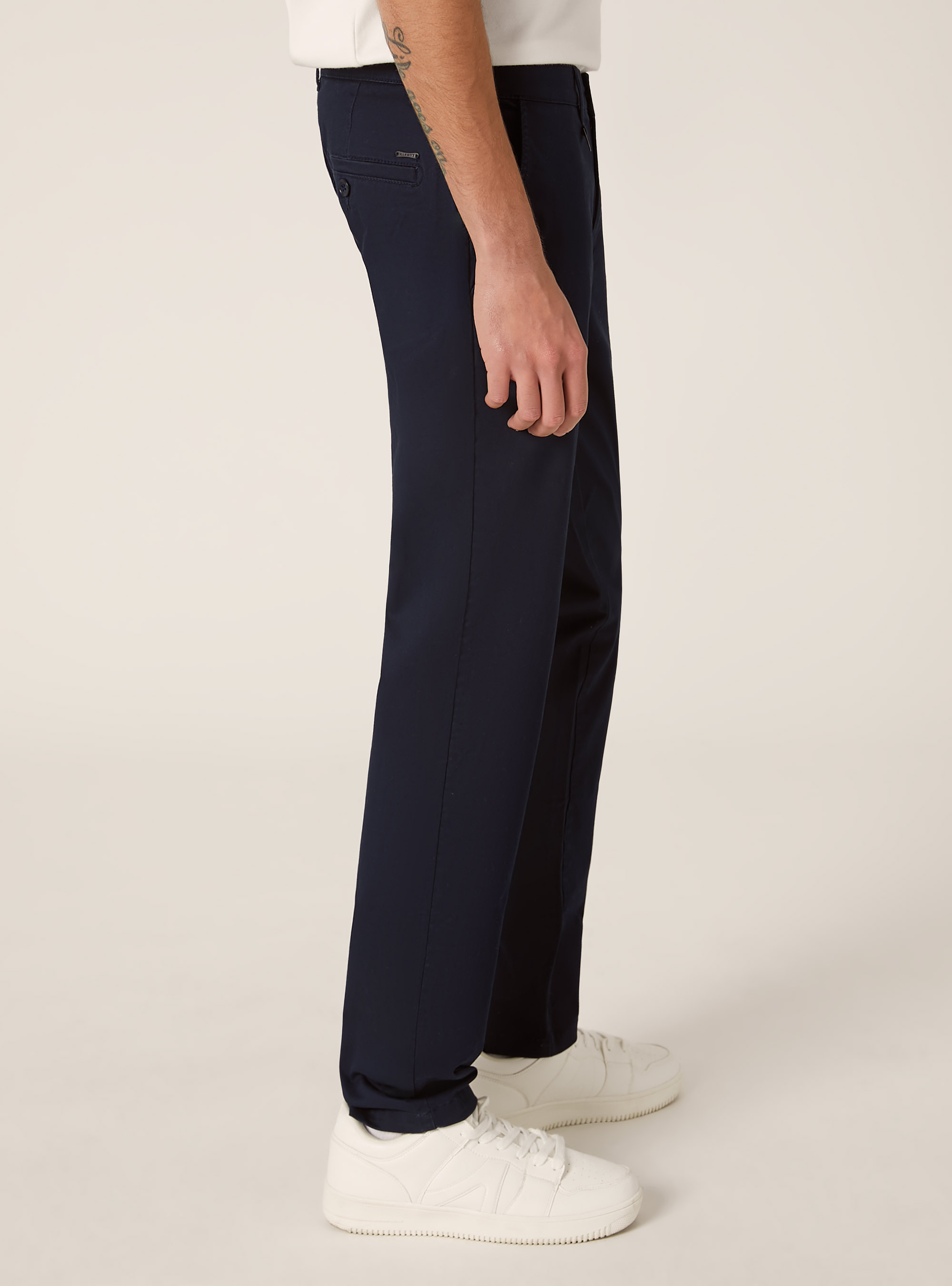 Pantalon chino stretch en serg&eacute; coupe skinny, BL1 BLUE DARK