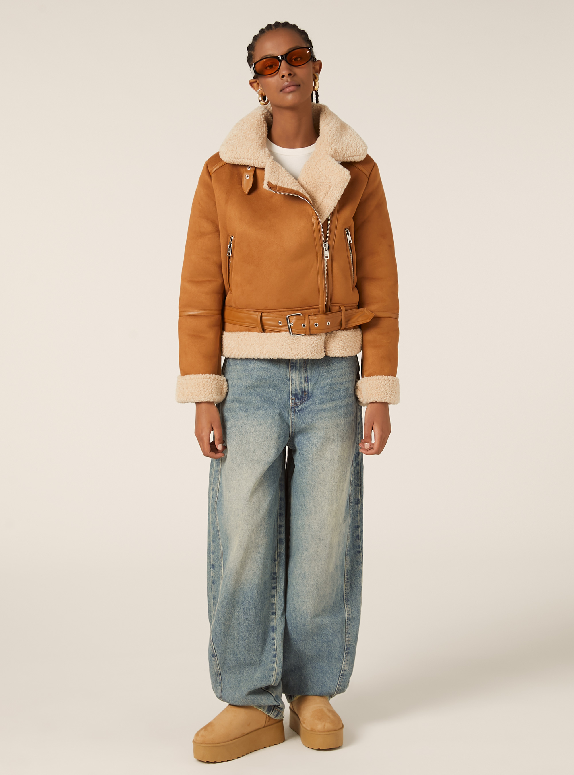 Veste en peau de mouton effet daim, TB2 TOBACCO MEDIUM