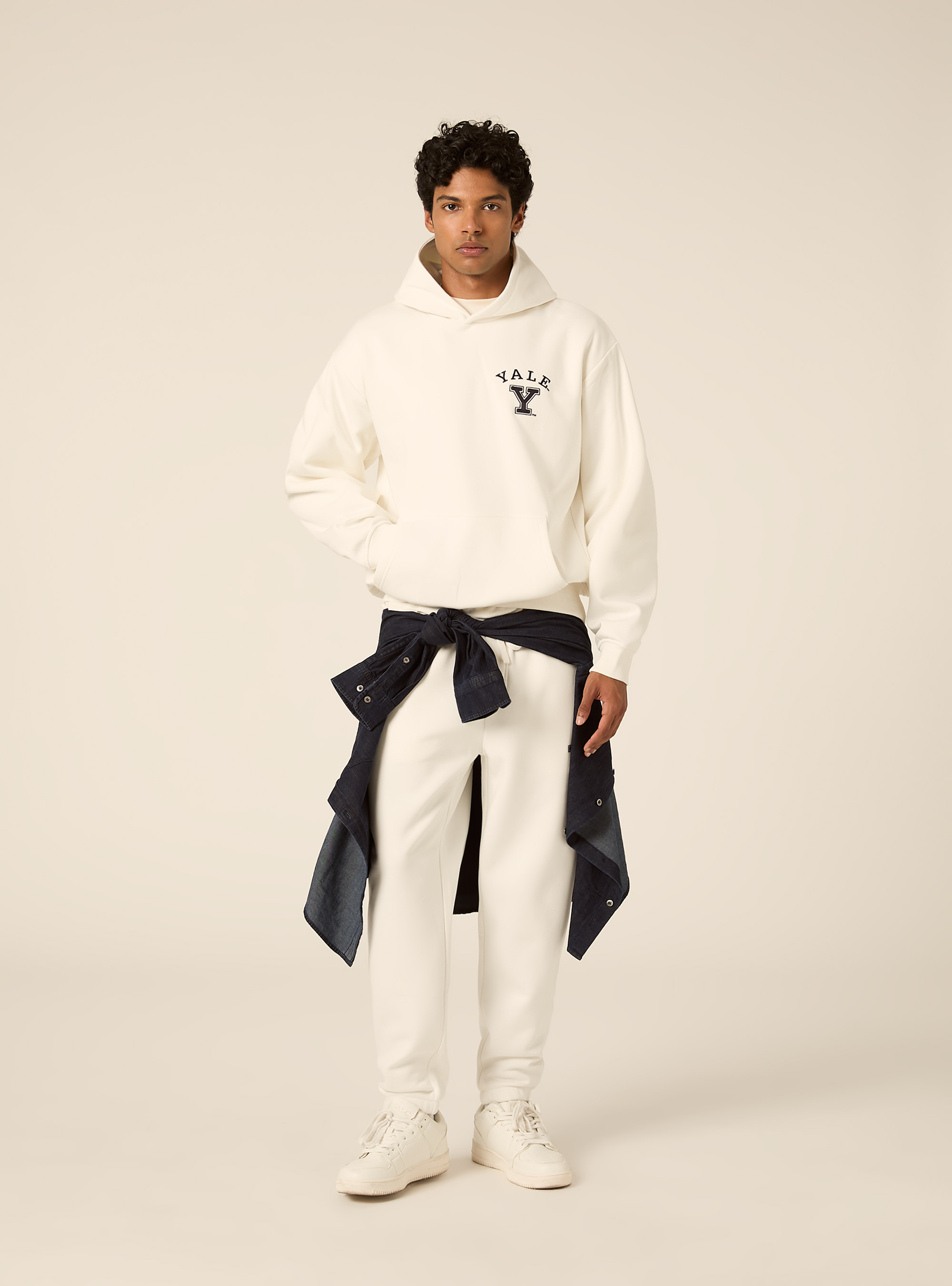 Felpa con cappuccio boxy licenza yale, WH2 WHITE