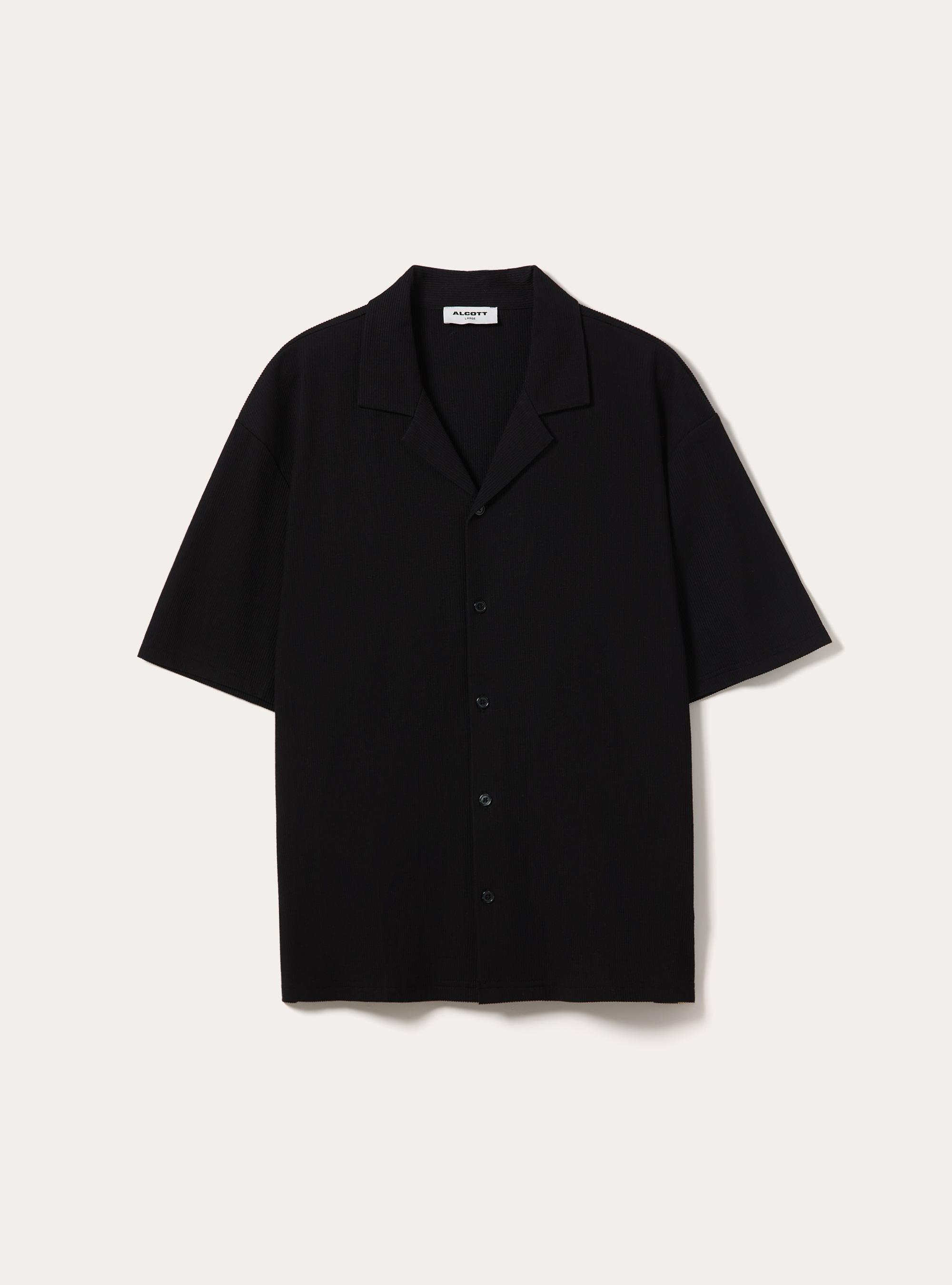 Camisa Bowling Regular Fit de Punto, BK1 BLACK