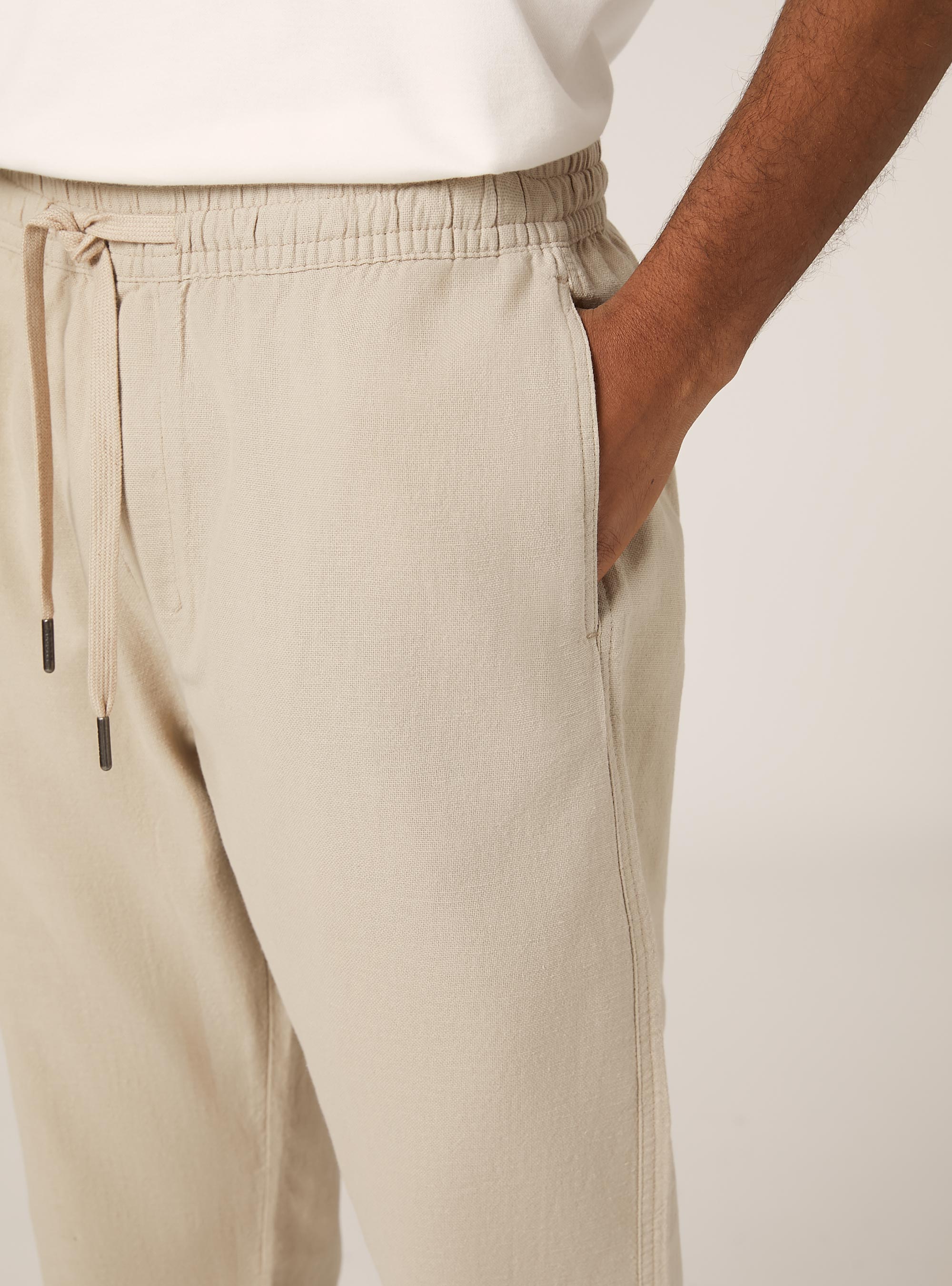 Linen-blend jogger pants, BG2 BEIGE MEDIUM