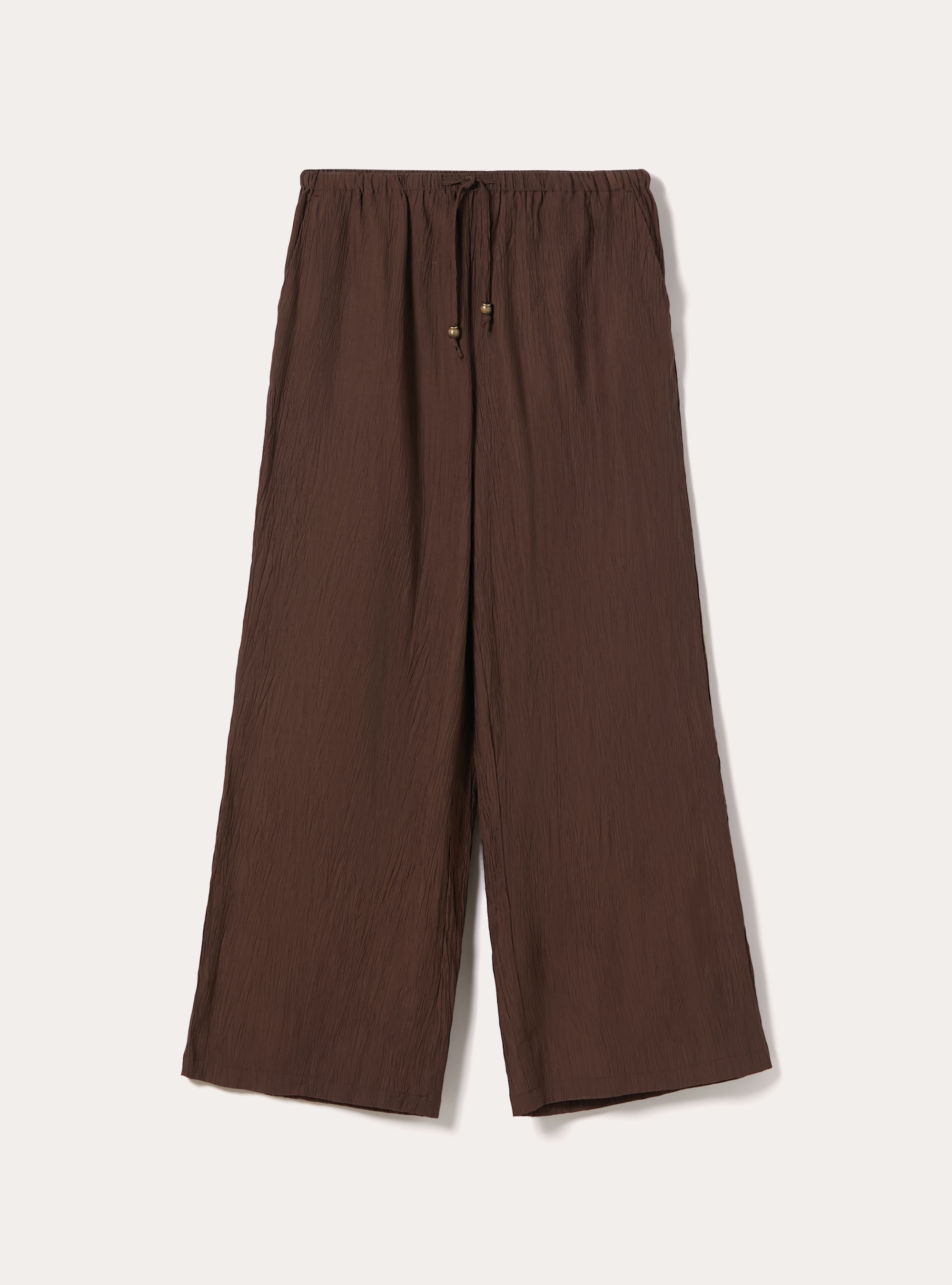 Pantaloni ampi con vita elasticizzata in crepe, BR2 BROWN MEDIUM