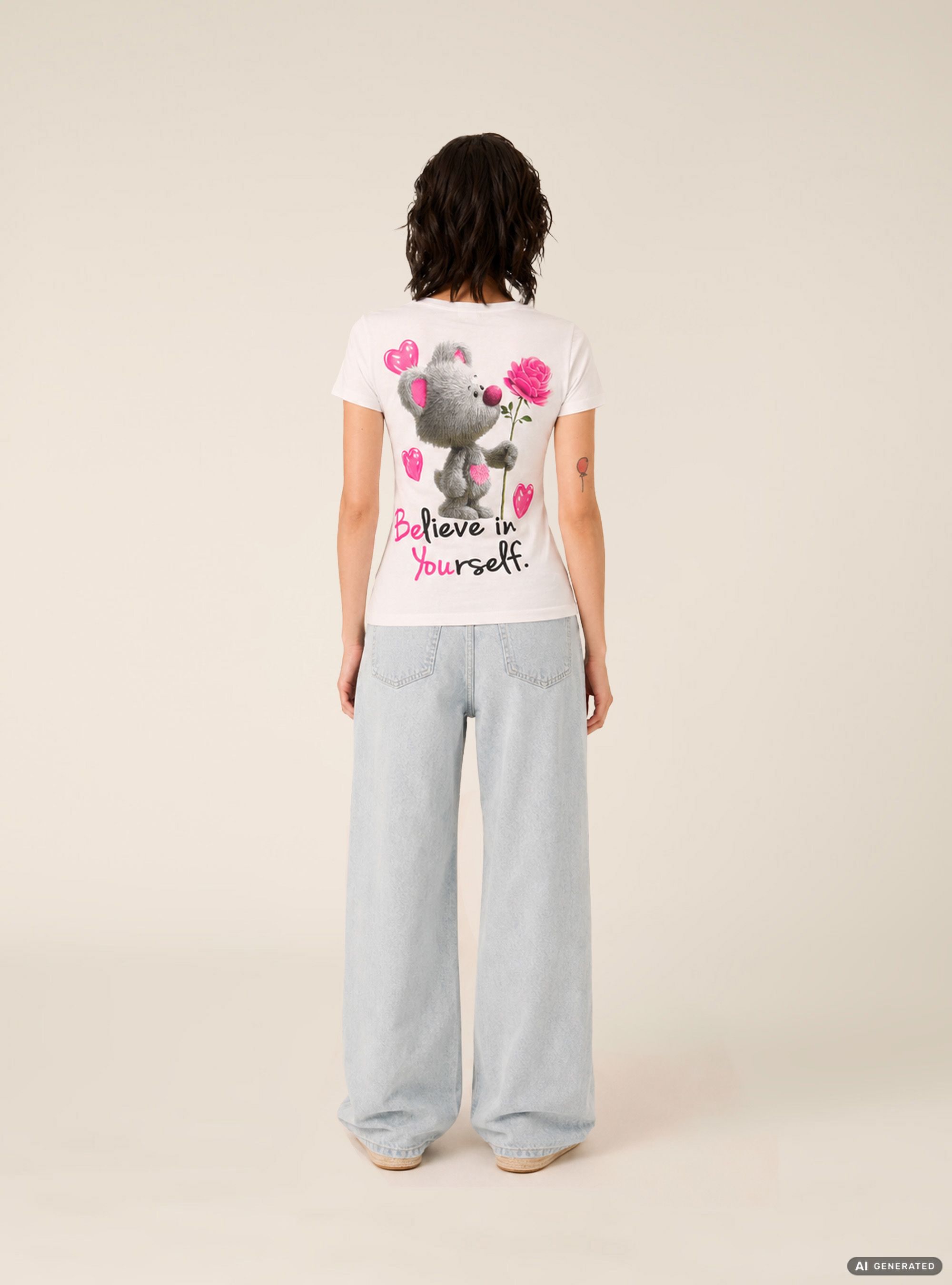 T-shirt regular con stampa, WH3 WHITE