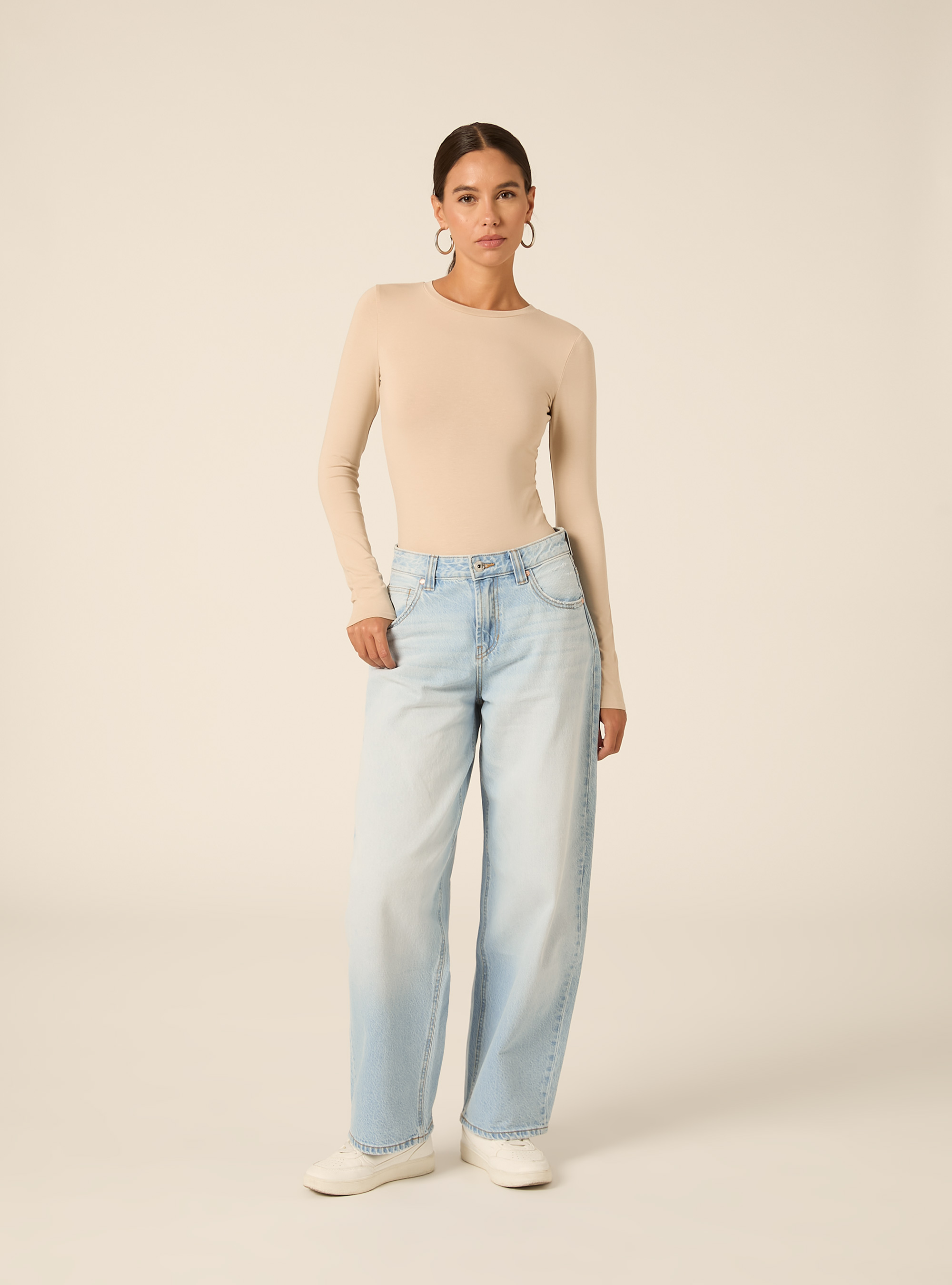 Long Sleeve Crew Neck Body, BG3 BEIGE LIGHT