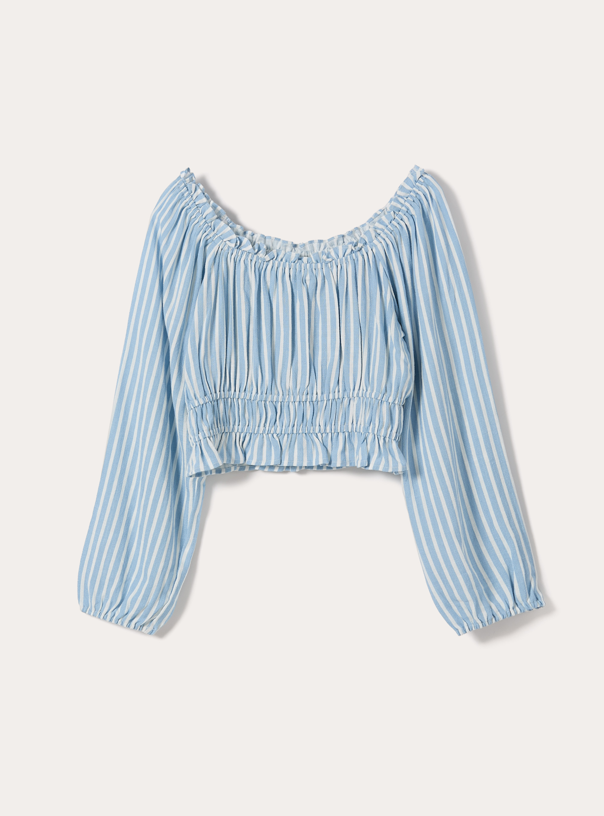 Blusa boho de mezcla de lino, MULTICOLORE
