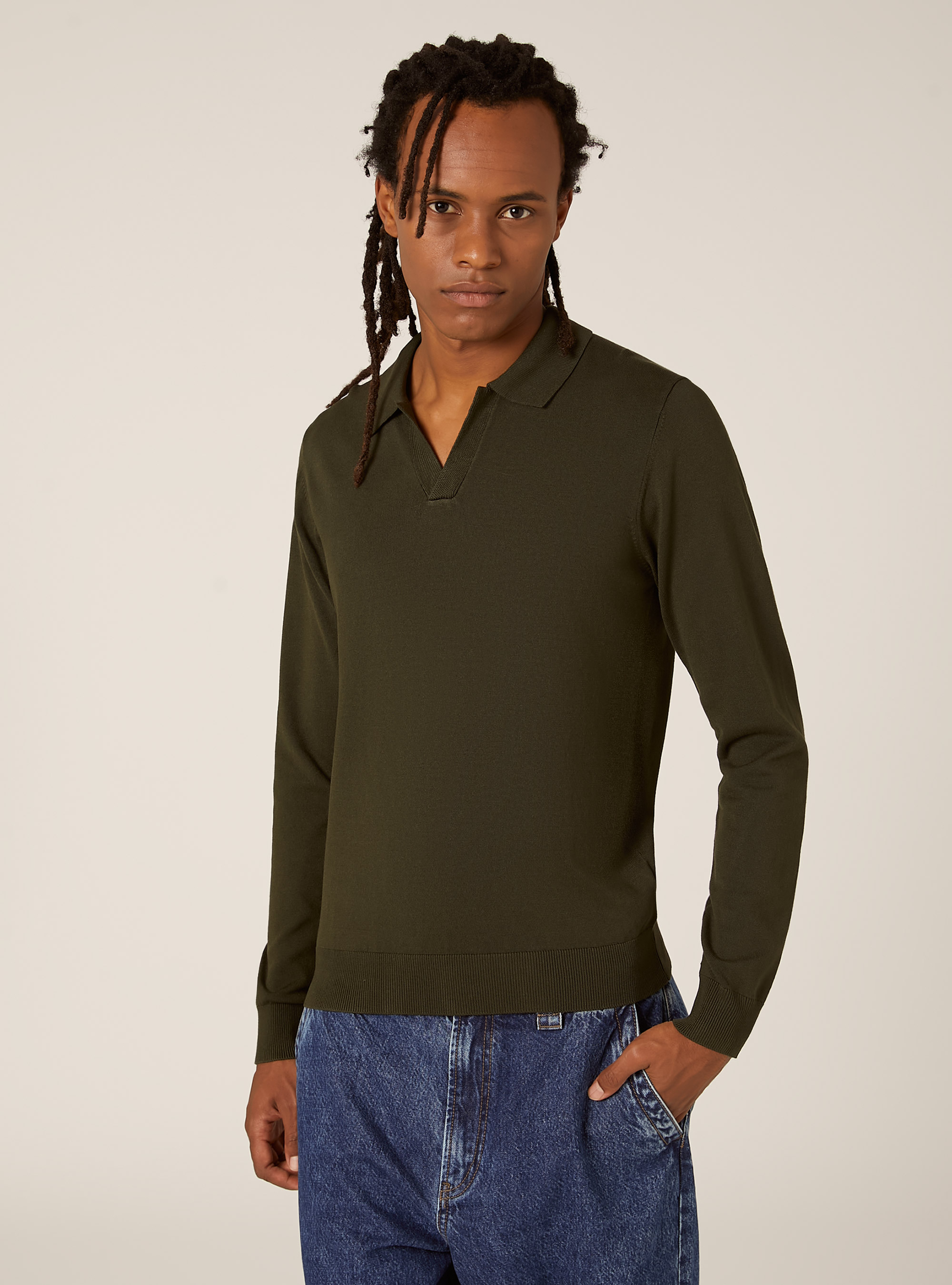 Polo en maille douce, KY1 KAKY DARK