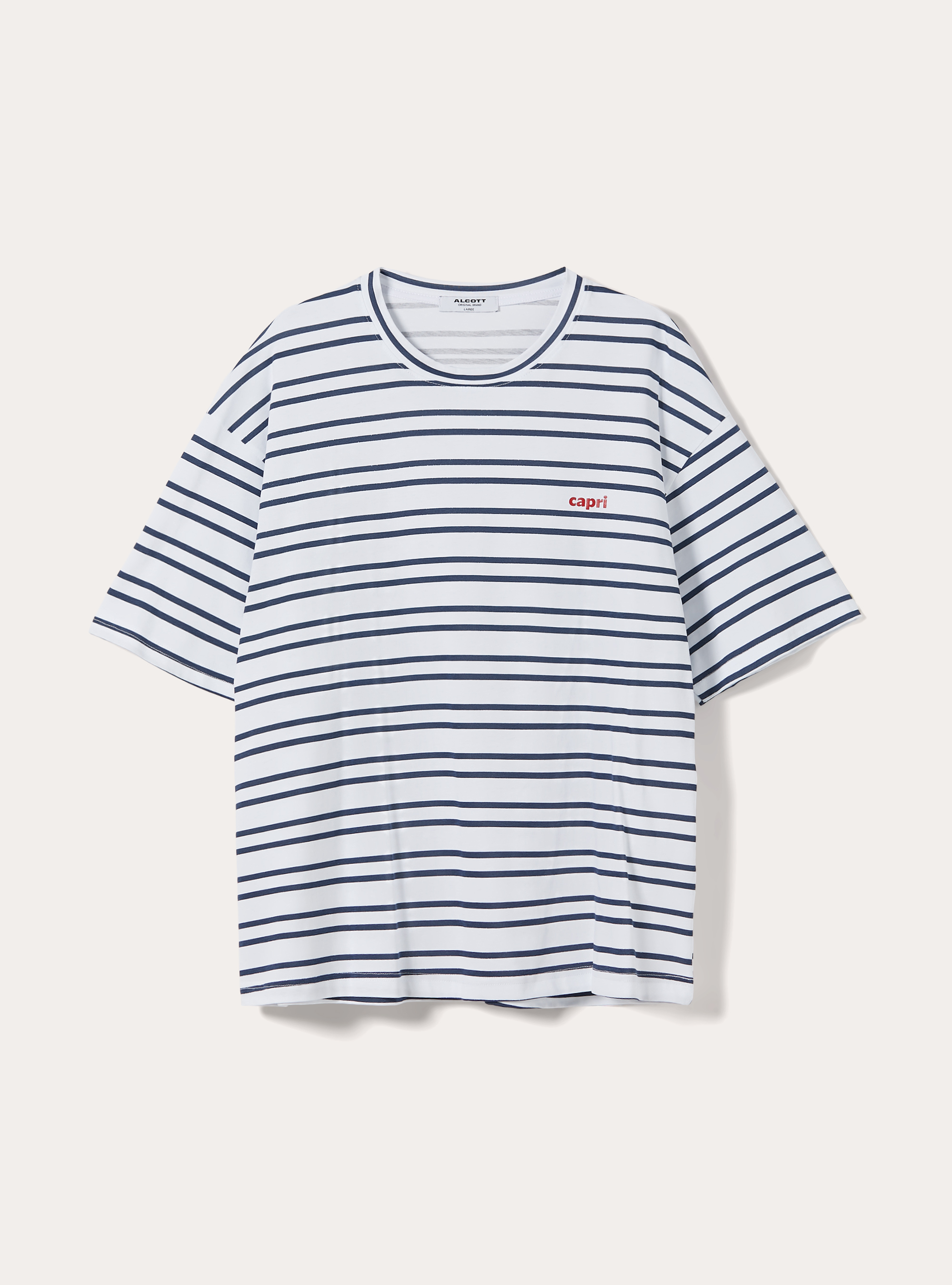 Camiseta de Rayas Boxy Fit, NA2 NAVY MEDIUM