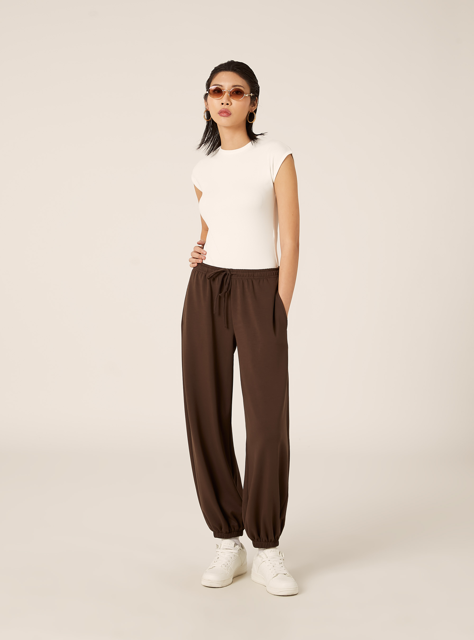 Balloon fit modal joggers, BR2 BROWN MEDIUM
