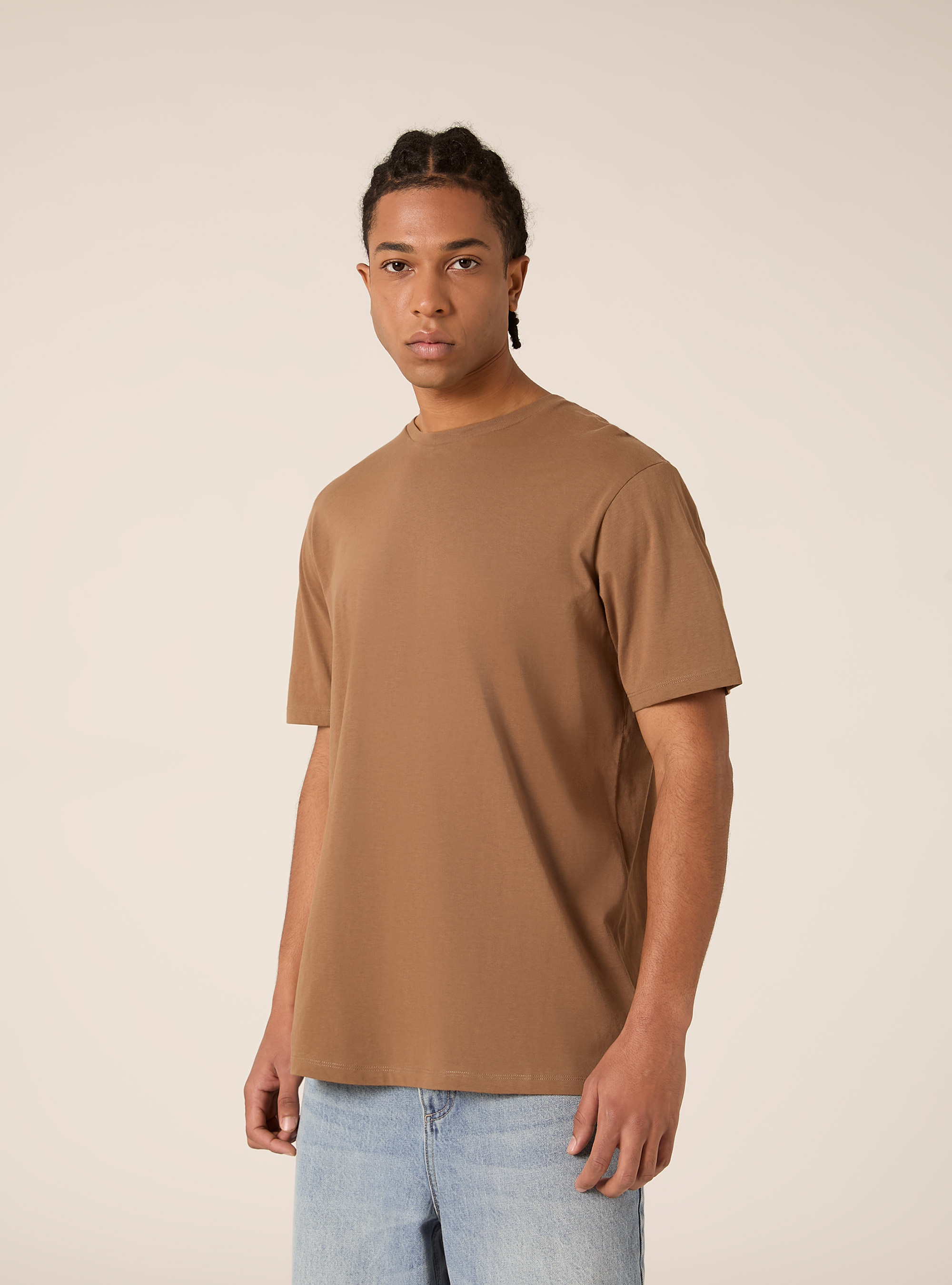 Camiseta b&aacute;sica de algod&oacute;n, BR2 BROWN MEDIUM