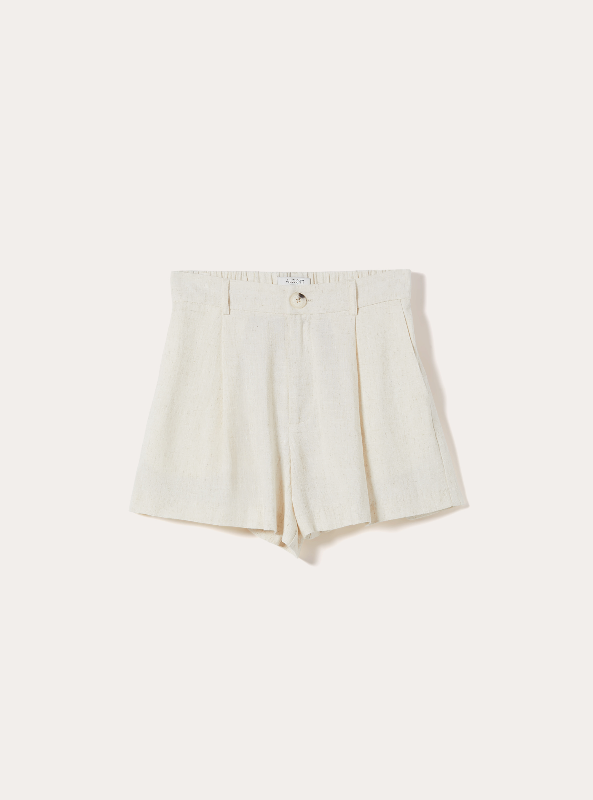Short Tailoring en m&eacute;lange de Lin, MBG3 BEIGE MEL LIGHT