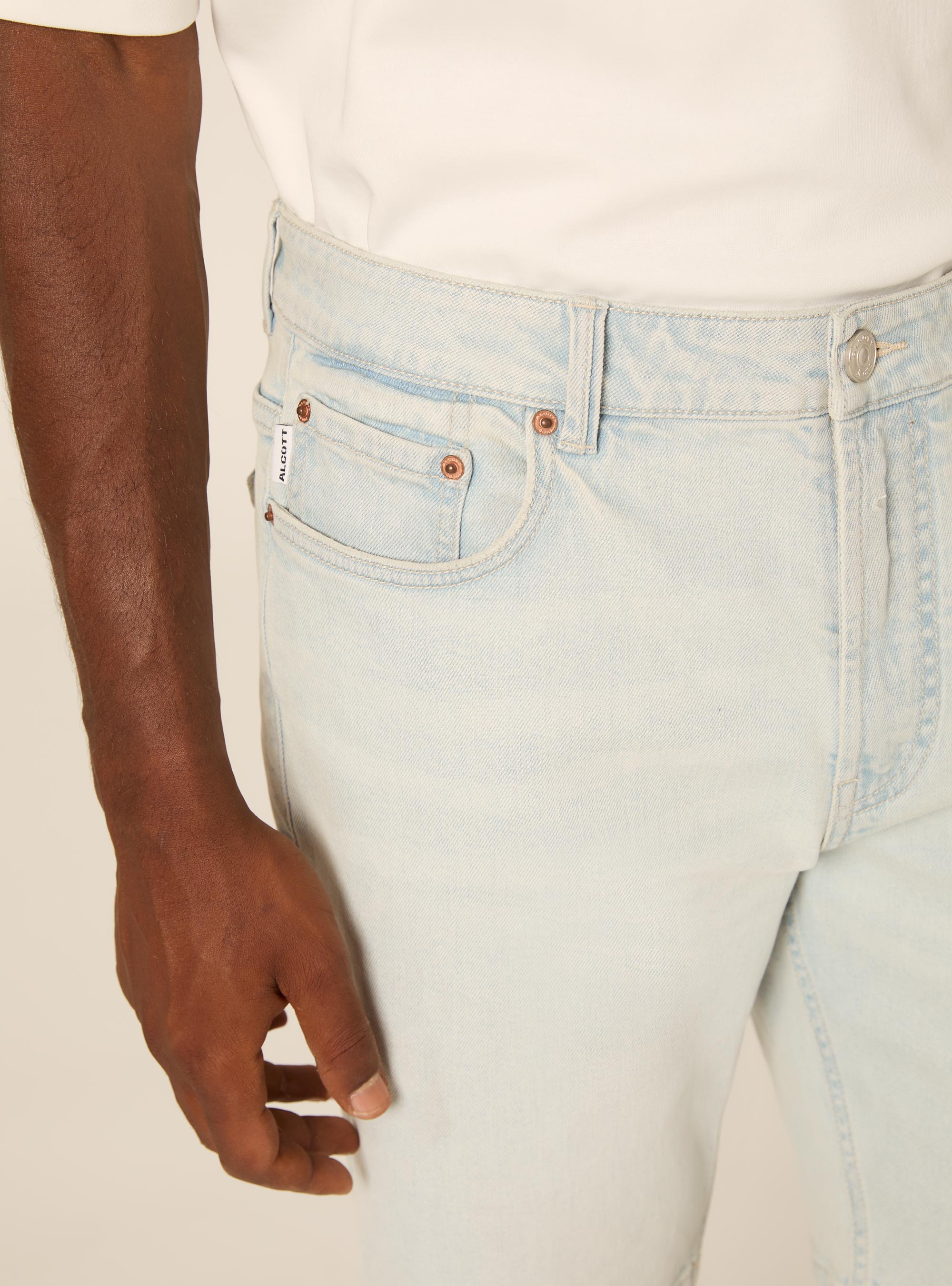 Bermuda en Jean 5 Poches Coupe Slim Fit, D006 AZURE