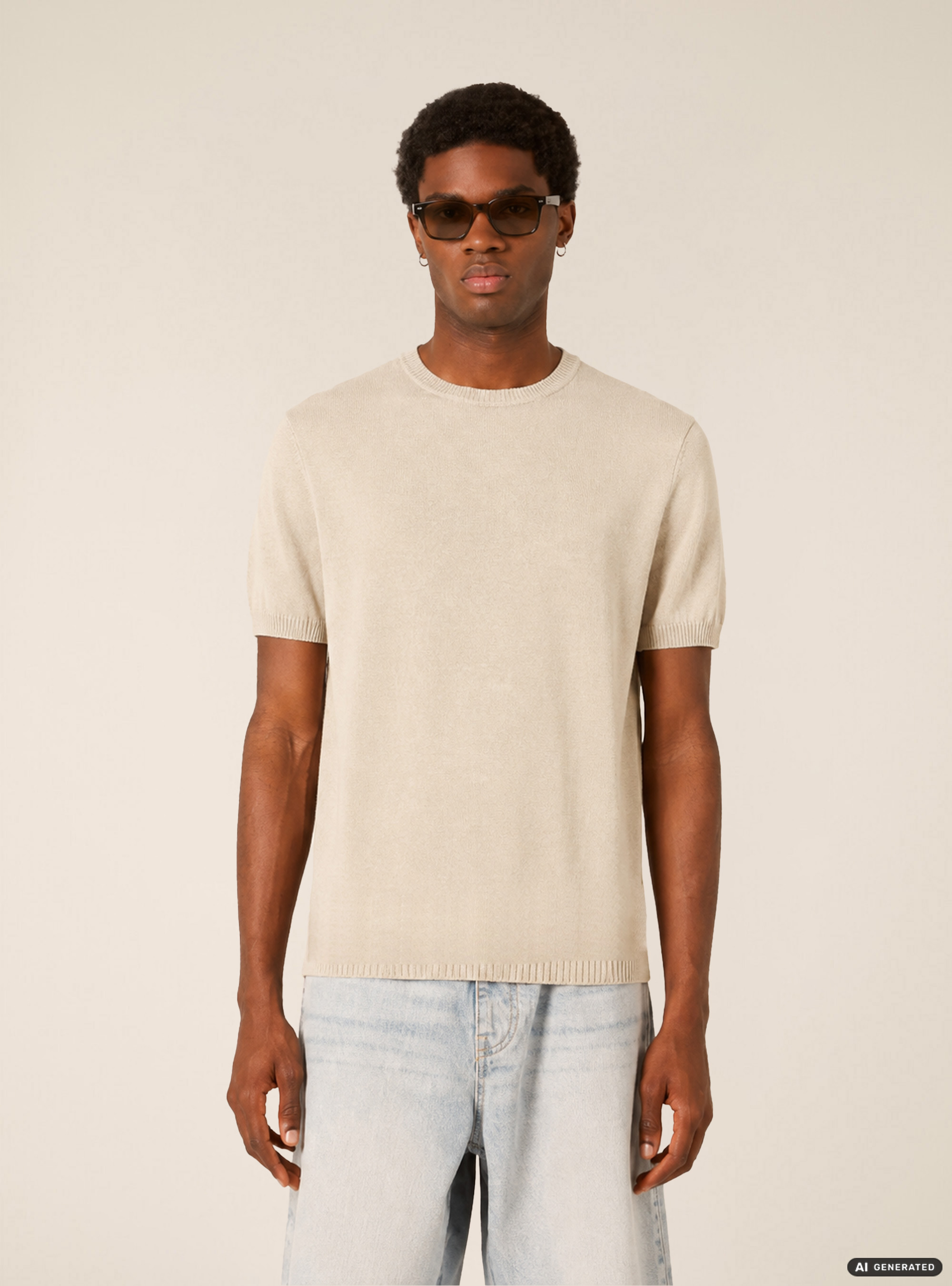 Camiseta de Punto Ligero de Manga Corta, WH2 WHITE