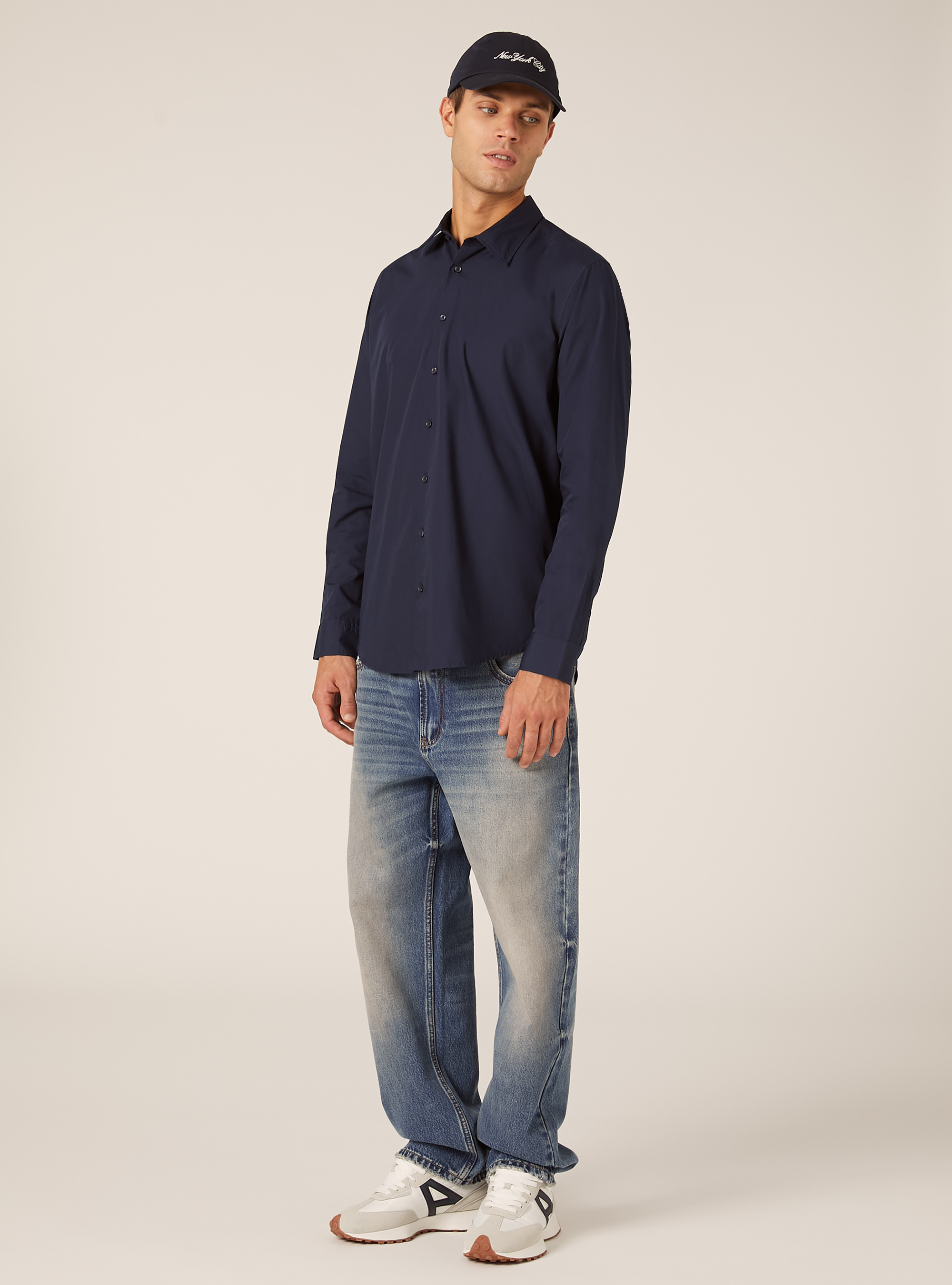 Chemise &agrave; manches longues unie, NA1 NAVY DARK