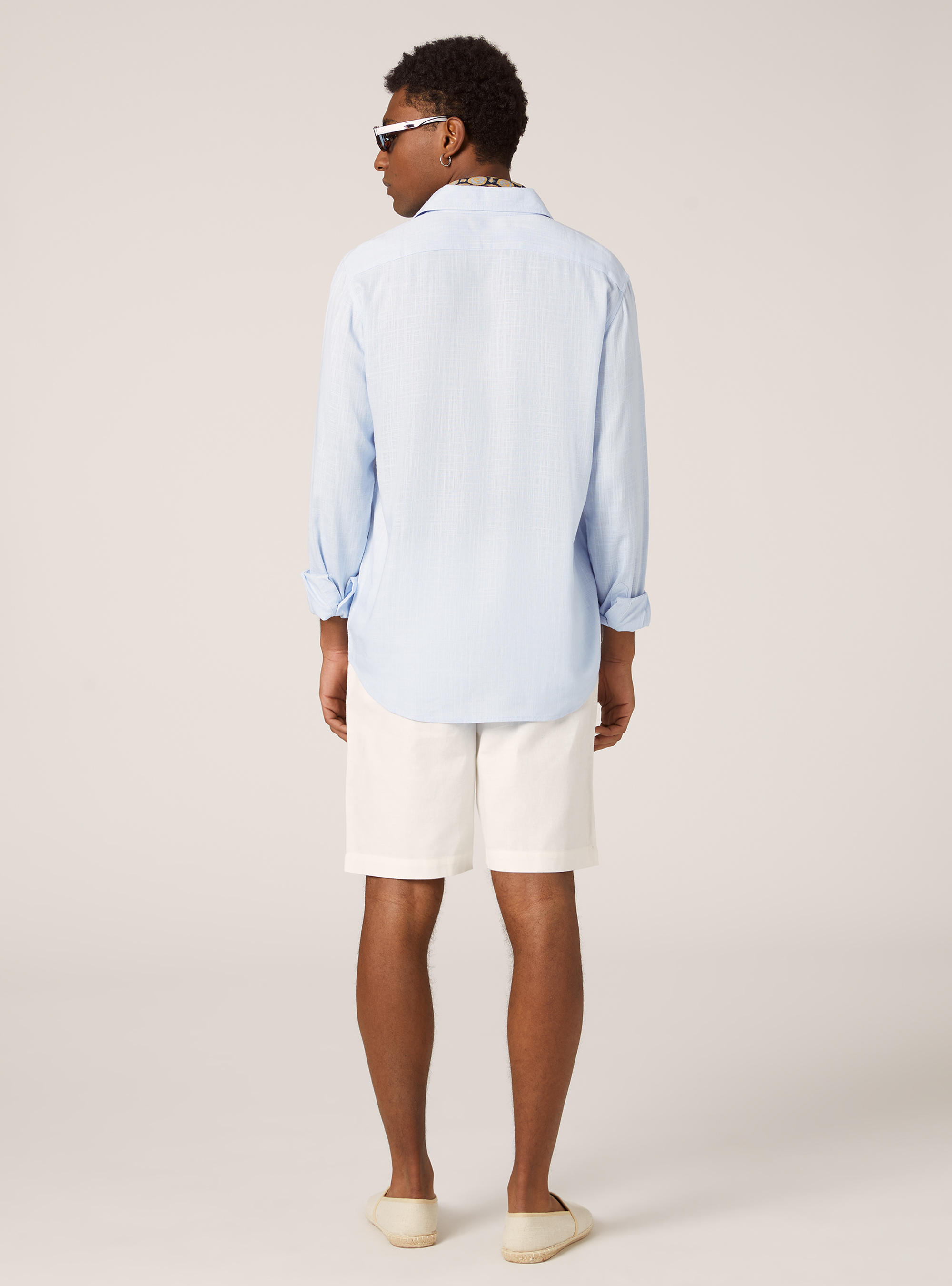 Chemise en lin m&eacute;lang&eacute;, AZ2 AZURE MEDIUM