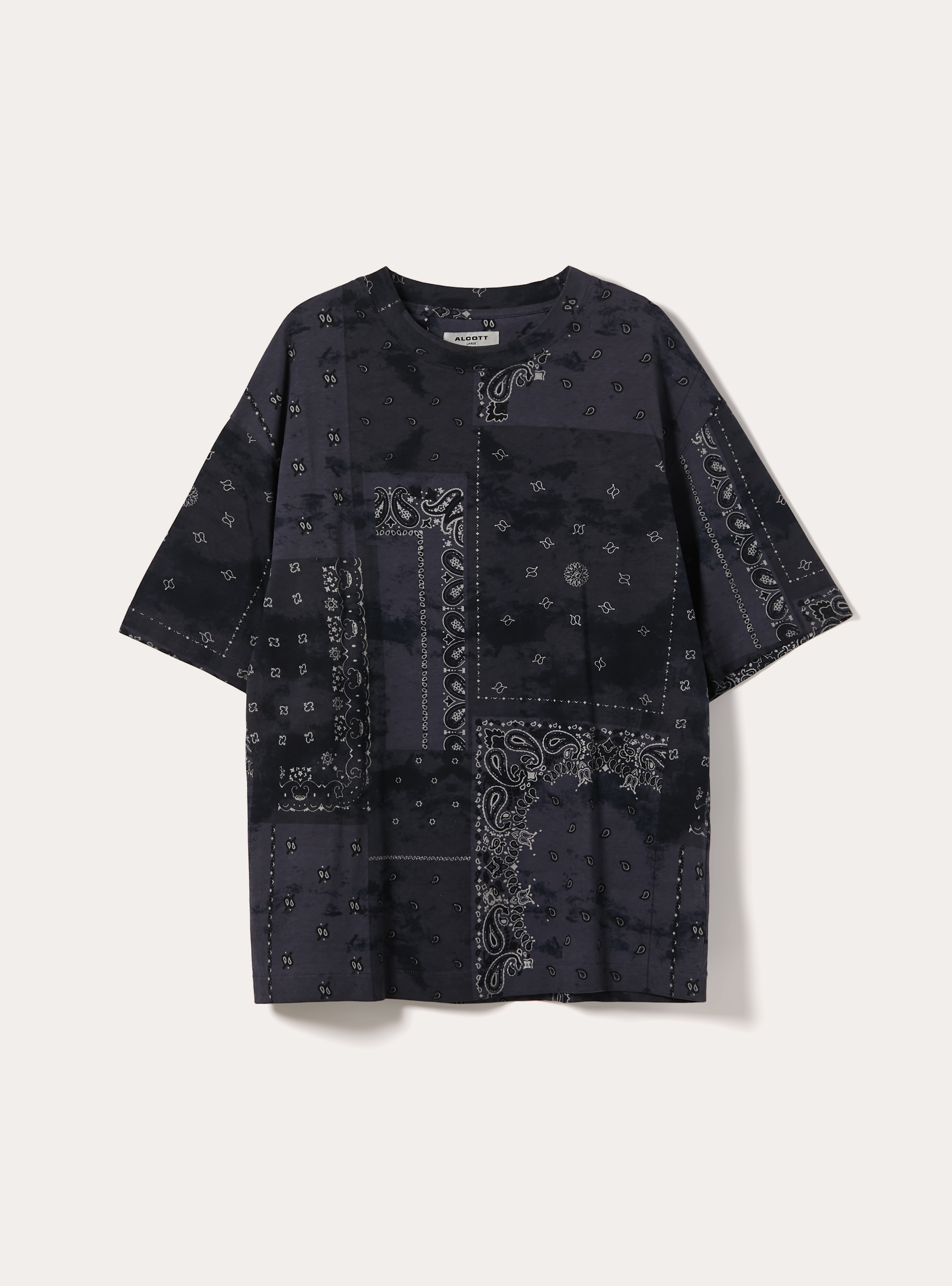 Patchwork Bandana Print Oversized T-Shirt, NA1 NAVY DARK