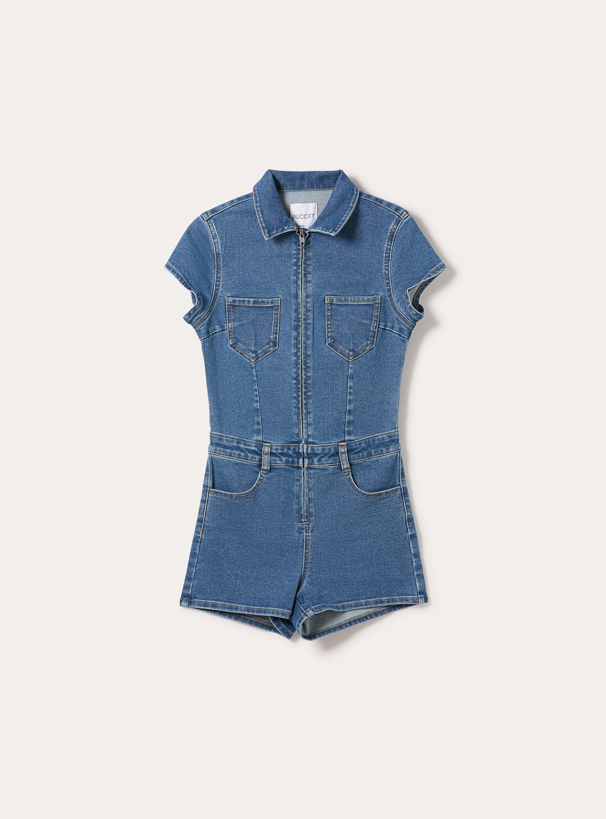 Mono corto de denim, D003 MEDIUM BLUE
