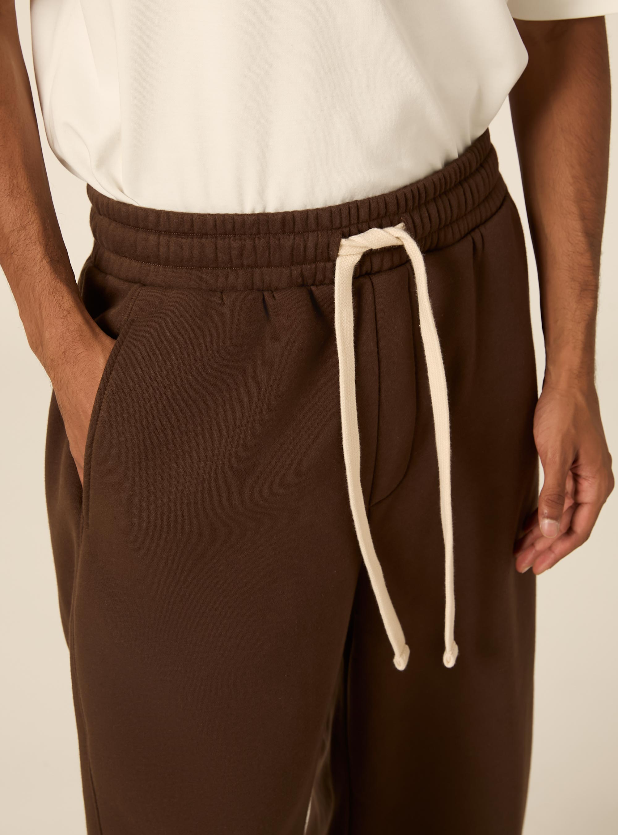 Barrel fit fleece trousers, BR2 BROWN MEDIUM