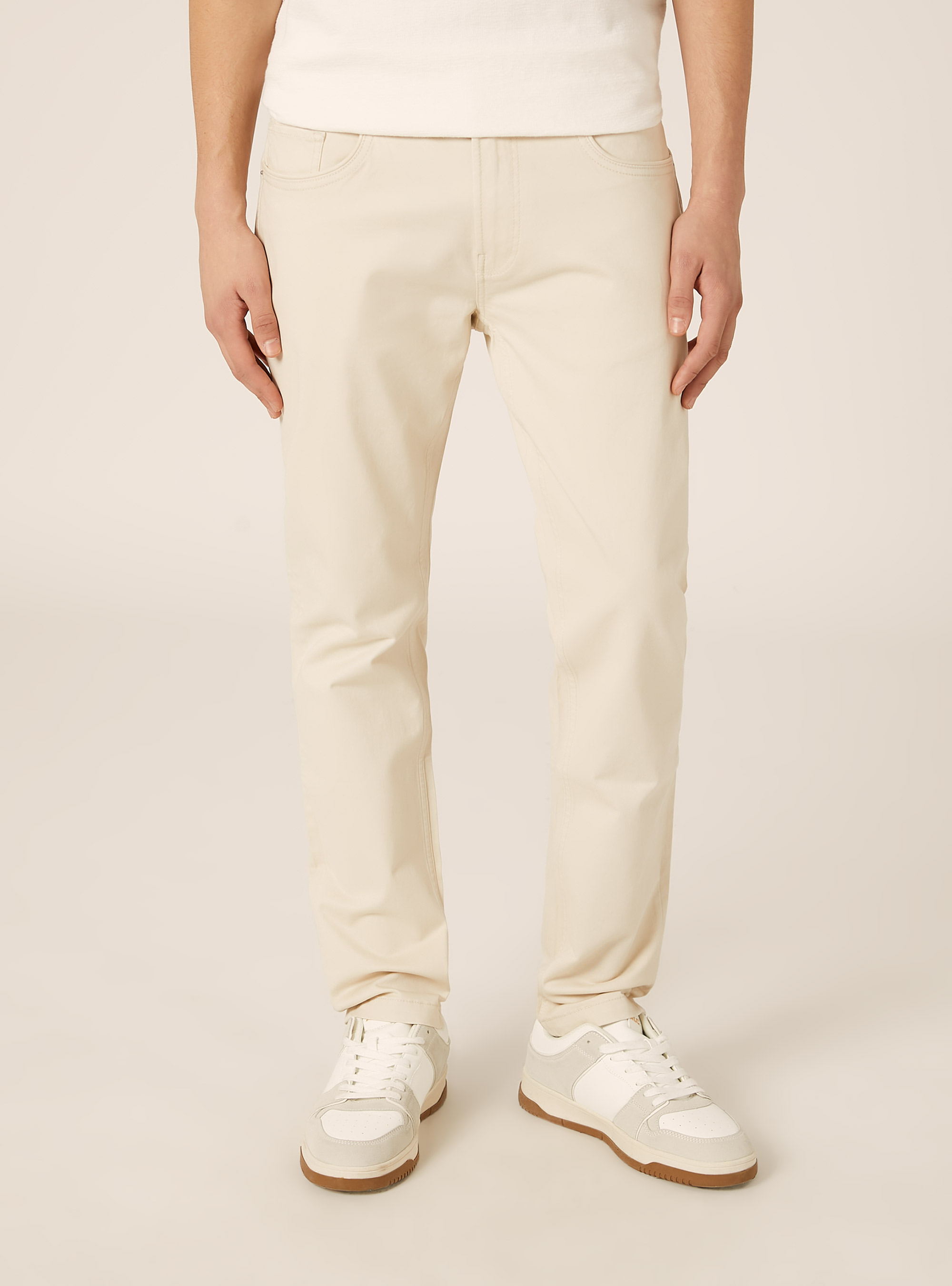 Slim fit cotton trousers, CR2 CREAM MEDIUM