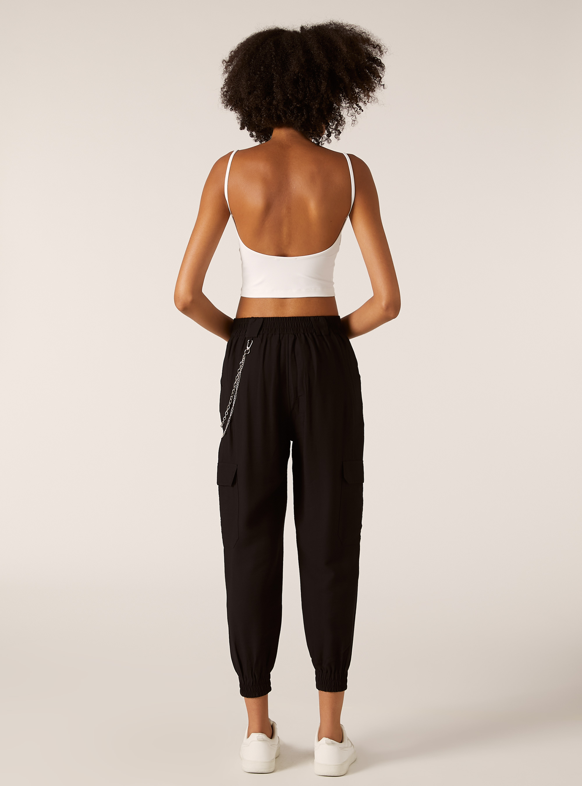 Jogger pants with chain, BK1 BLACK