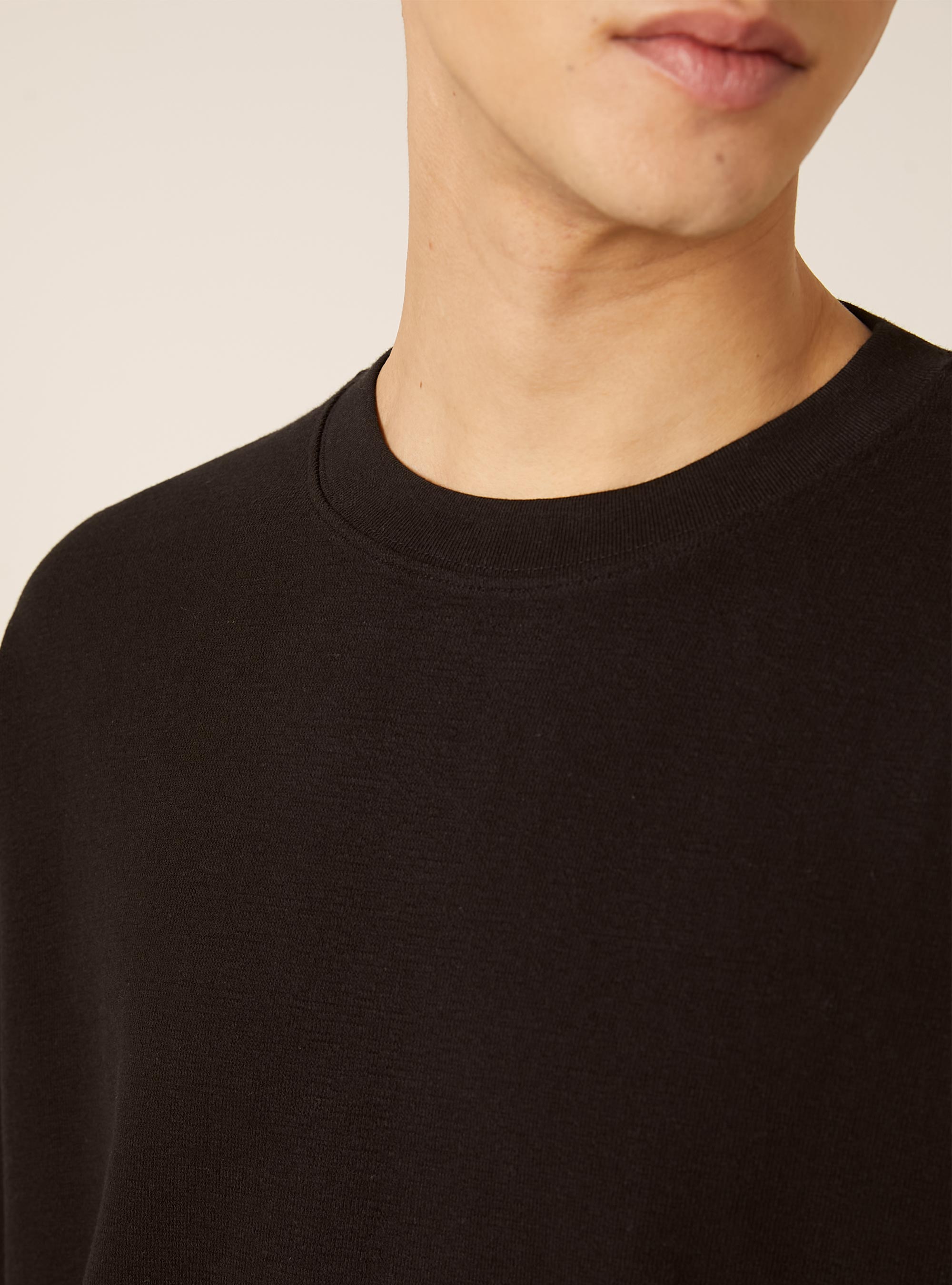 Baumwoll-T-Shirt mit Struktur, BK1 BLACK
