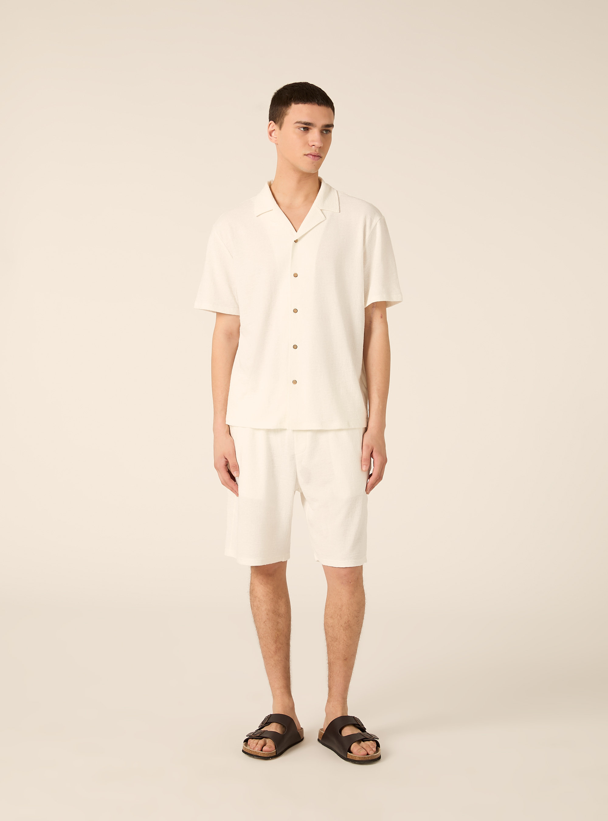 Boxy-fit textured shirt, WH2 WHITE