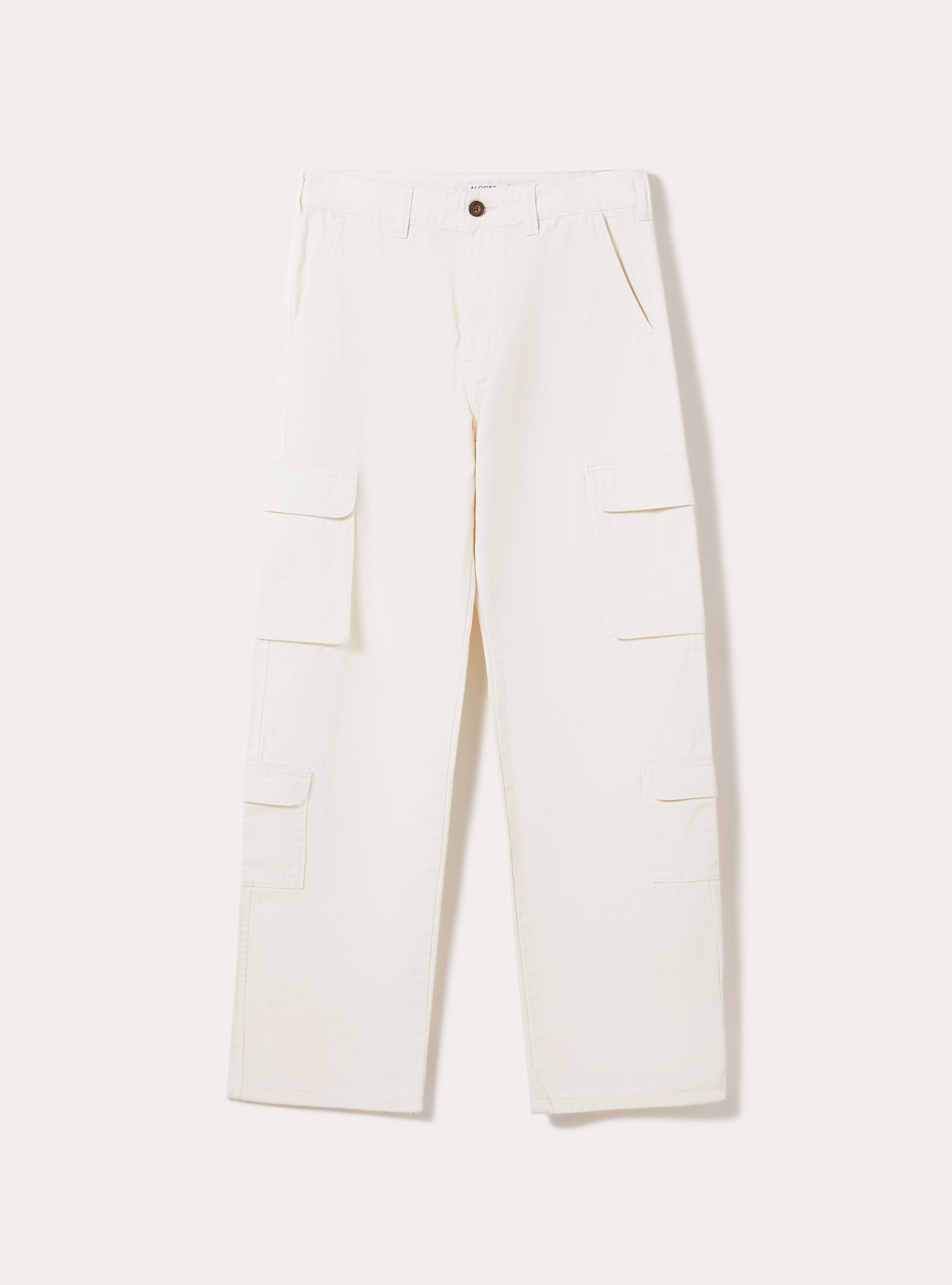 Pantalon cargo en serg&eacute;, WH1 OFF WHITE